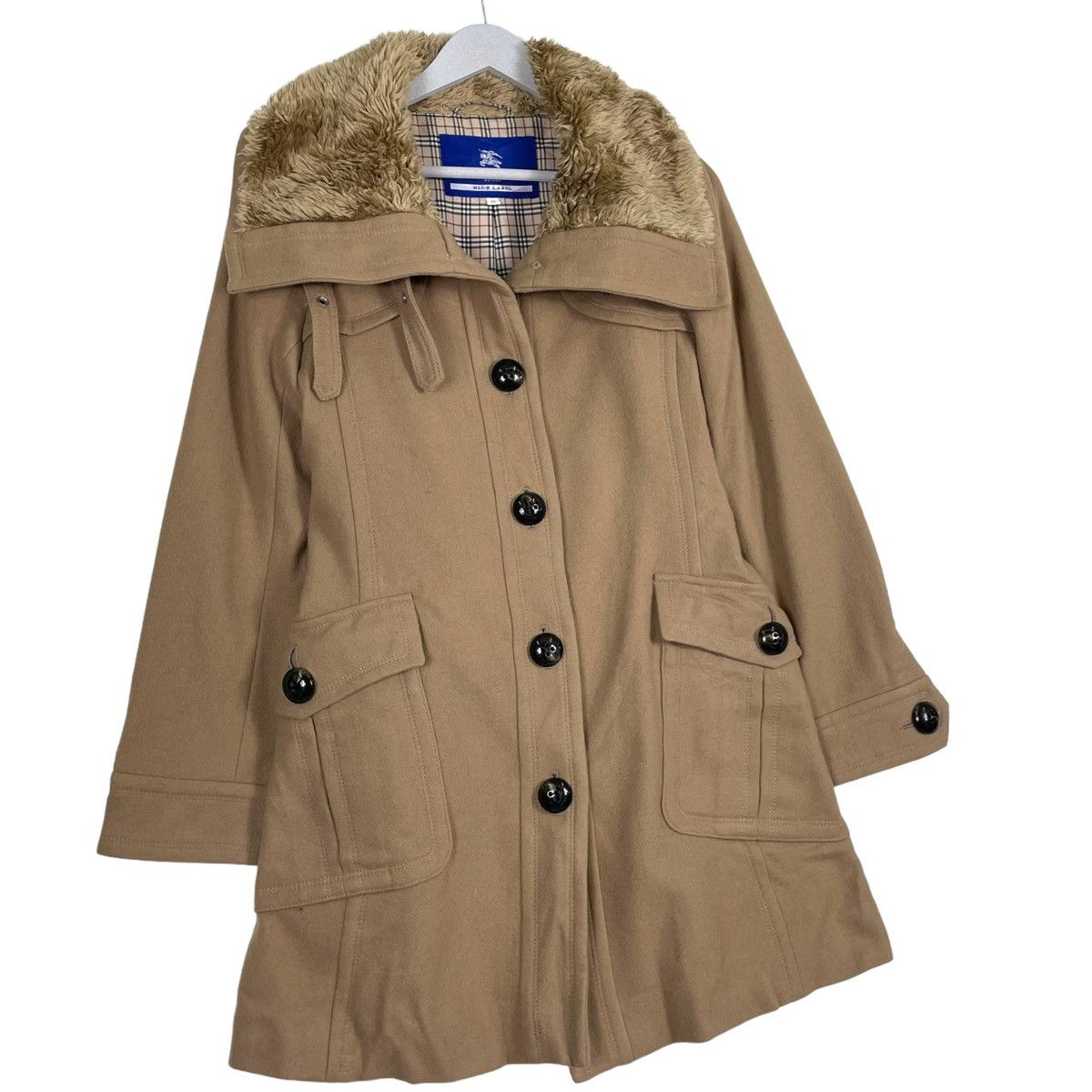 Burberry 💥BURBERRY FUR NECK WINTER WOOL JACKET Size M / US 6-8 / IT 42-44 - 3 Thumbnail