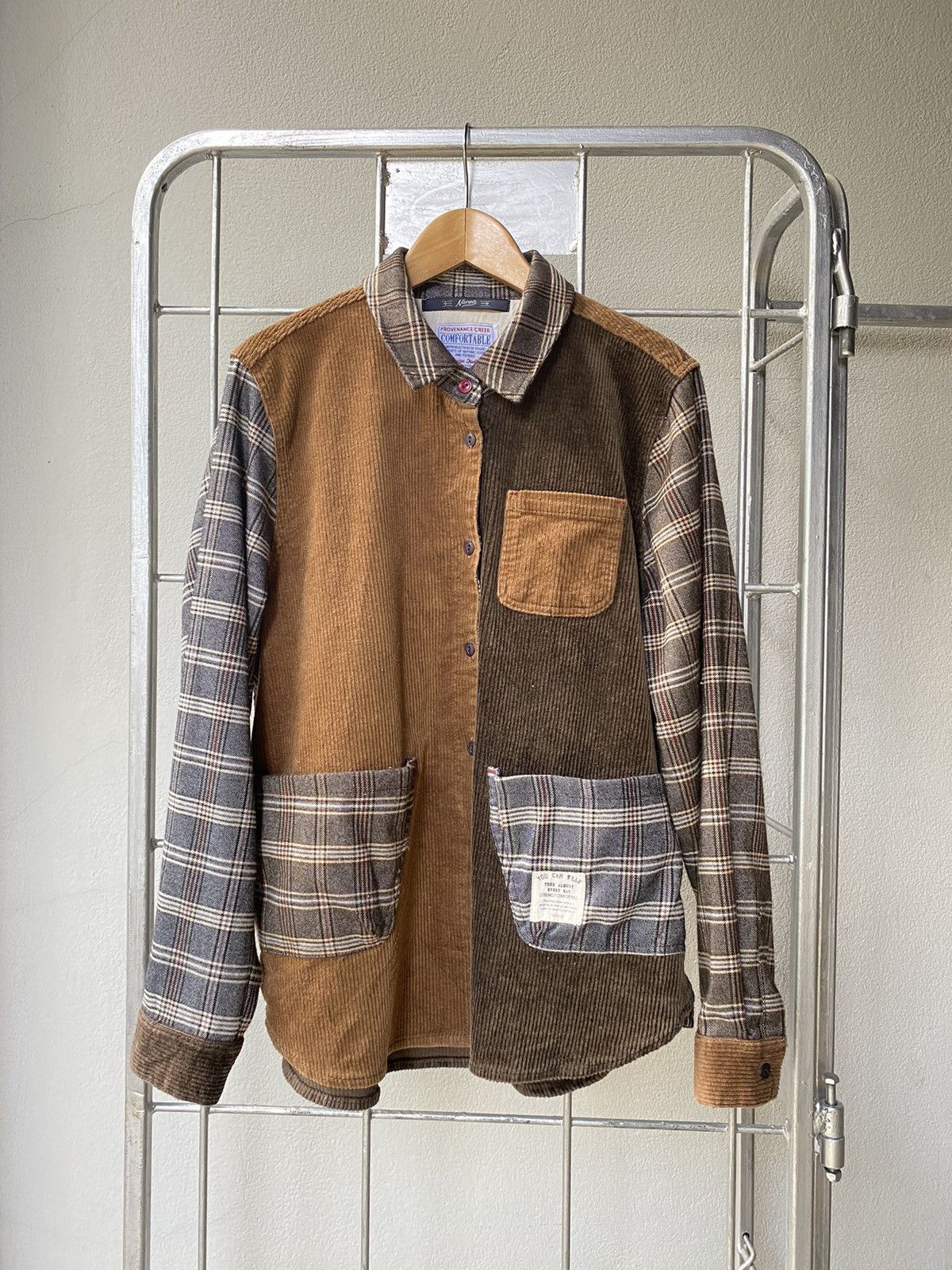Designer × Japanese Brand Nanea Patchwork Corduroy Plaid Shirt COMFORTABLE Size M / US 6-8 / IT 42-44 - 14 Thumbnail