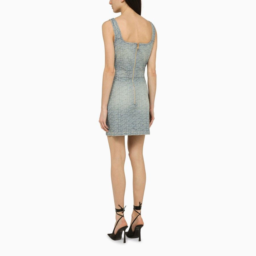 Balmain o1d2blof0824 Mini Dress in Light Blue Size M / US 6-8 / IT 42-44 - 3 Thumbnail