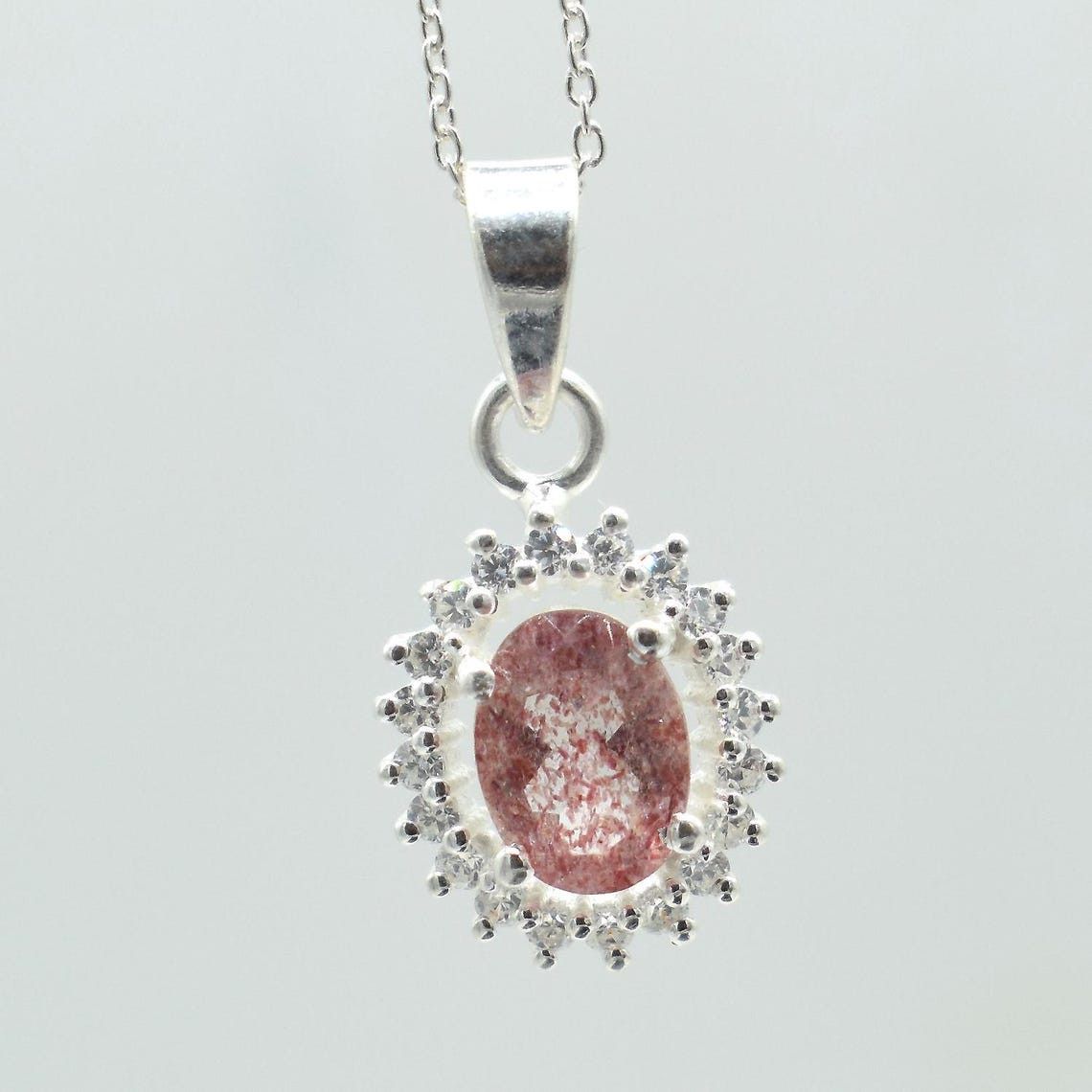 Handmade Dainty Sunstone Pendant Necklace: Oval Gem, 925 Silver Chain Size ONE SIZE - 3 Thumbnail