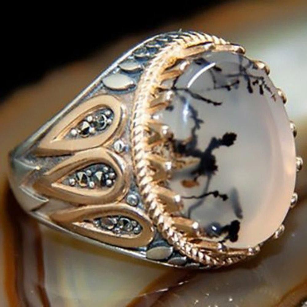 Designer Men's Handmade Retro Ink Moonstone Turkish Ring - Size 8 Size ONE SIZE - 2 Thumbnail