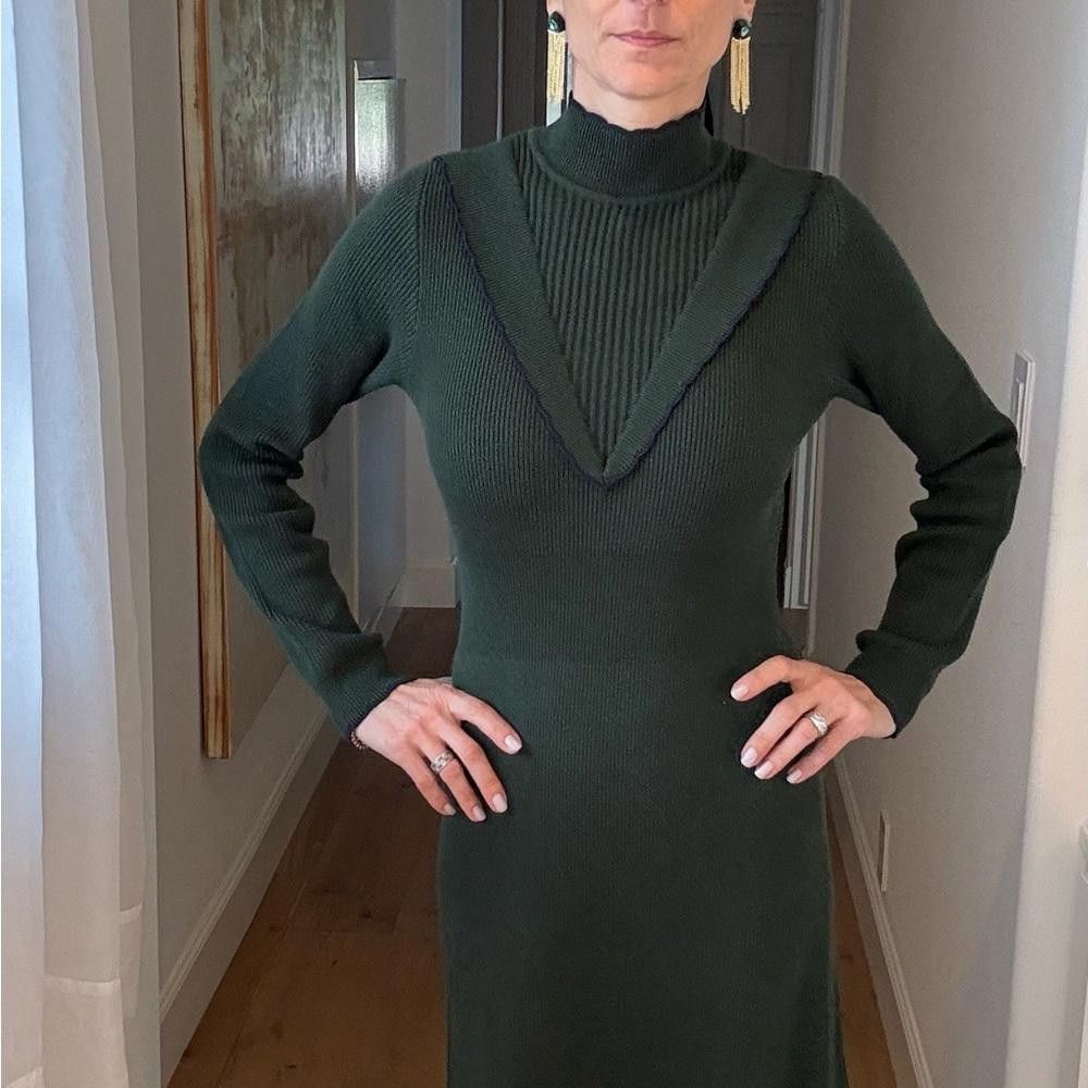 Moussy Knit Ribbed Long Sleeve Midi Green Dress Size Small