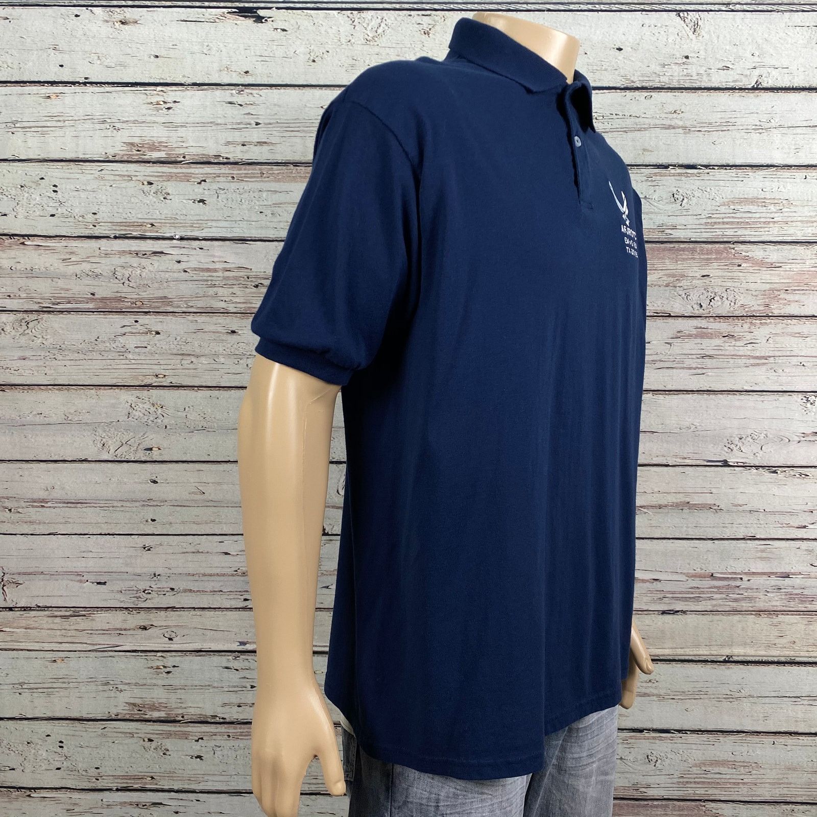 Hanes AF Air Force JROTC EM*S ISD TX-20105 Blue Polo Shirt XL Size US XL / EU 56 / 4 - 5 Thumbnail