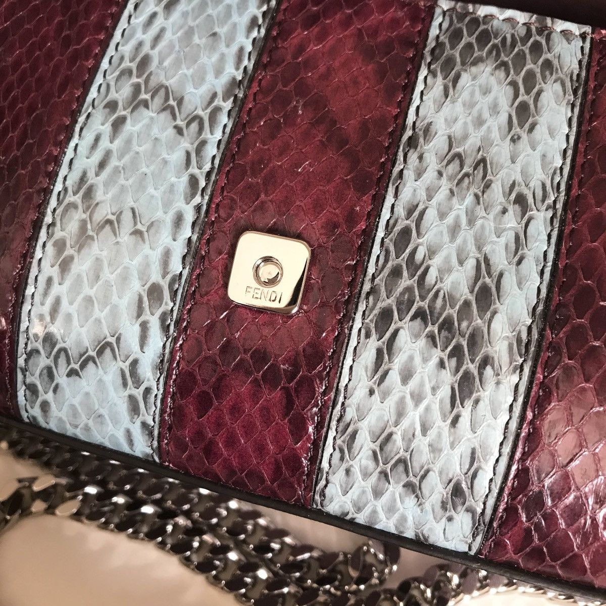 Fendi Fendi Python burgundy double baguette crossbody Size ONE SIZE - 6 Thumbnail