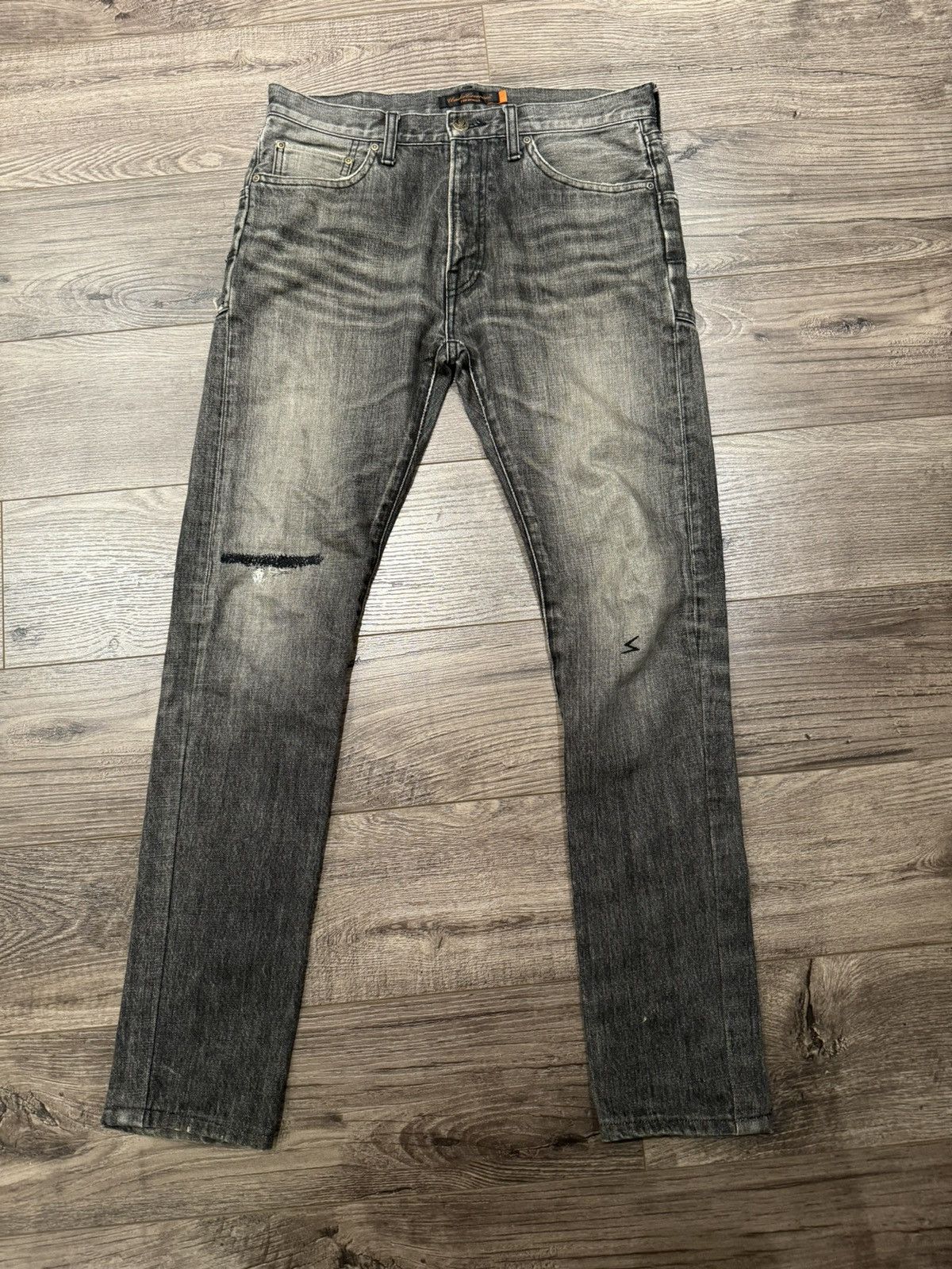 image of Undercover Arts And Crafts Skull 85 Distressed Denim Jeans in Grey, Men's (Size 30)