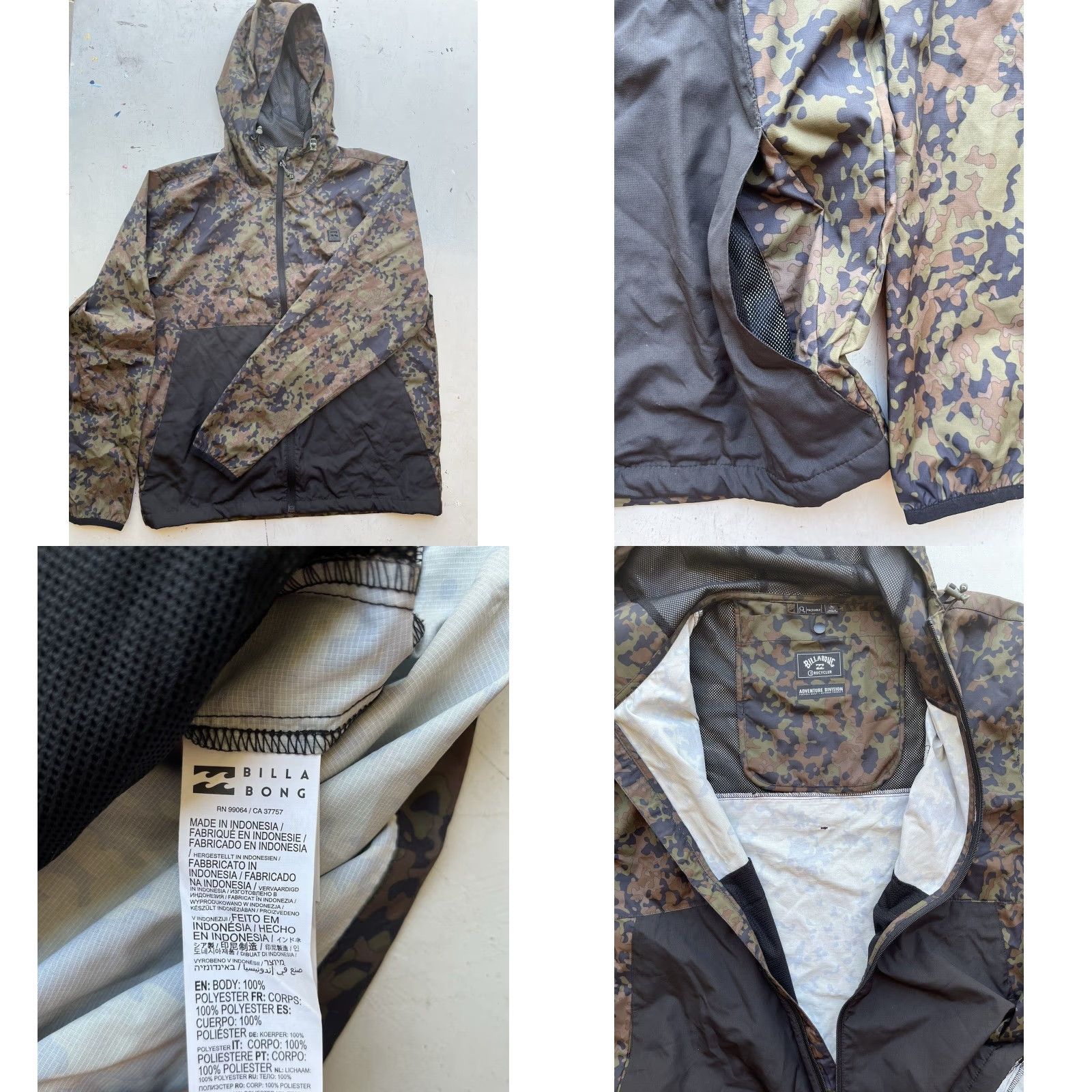 Billabong Billabong Jacket Camouflage Windbreaker L Zip Packable Multicolor Woodlands 90s Beach City Outdoor Surf Hooded All Seasons Size US L / EU 52-54 / 3 - 8 Thumbnail