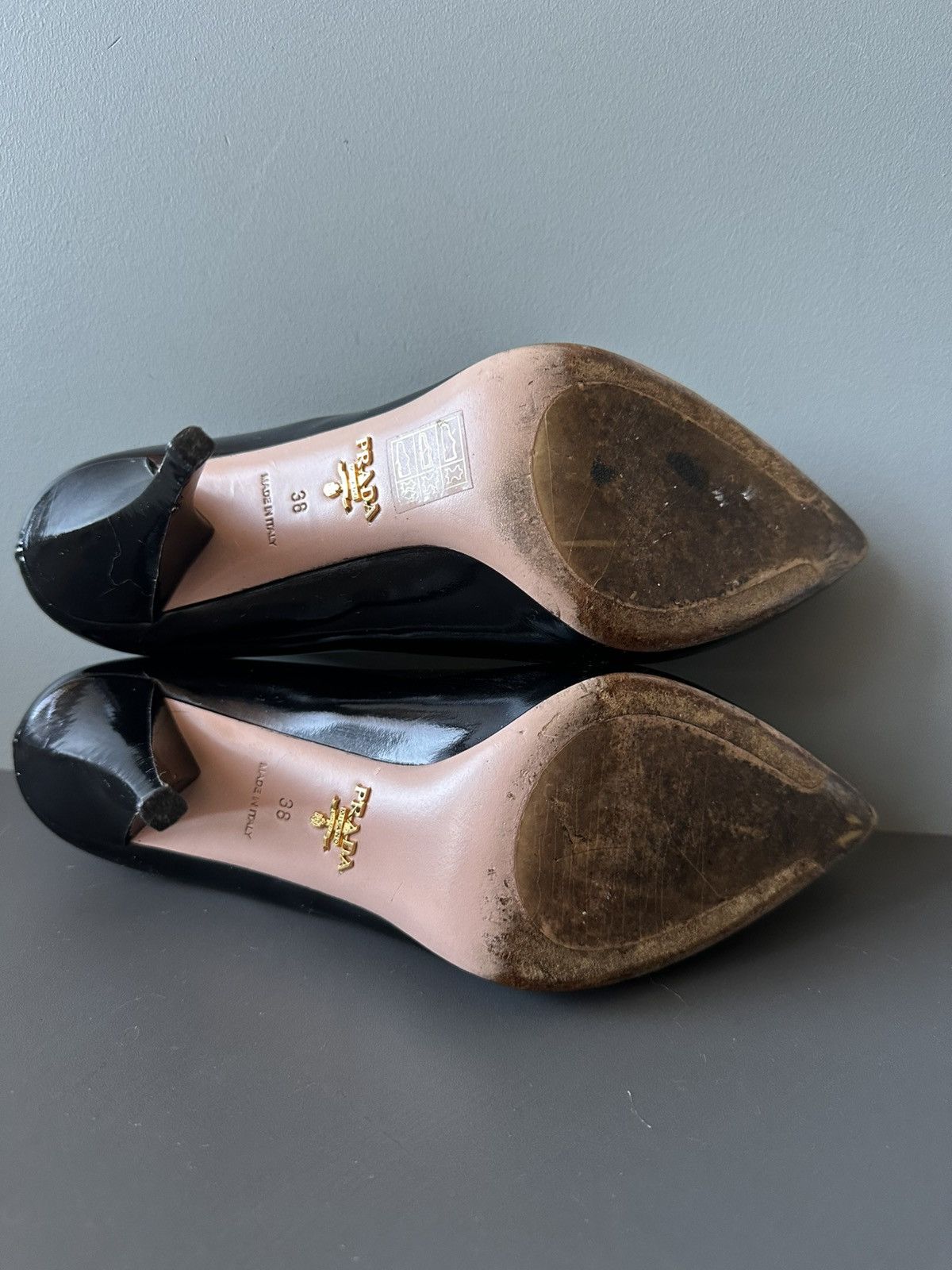 Prada Prada Milano Black Patent Leather Pumps Croc Cap Toe Heels Size US 8 / IT 38 - 9 Thumbnail