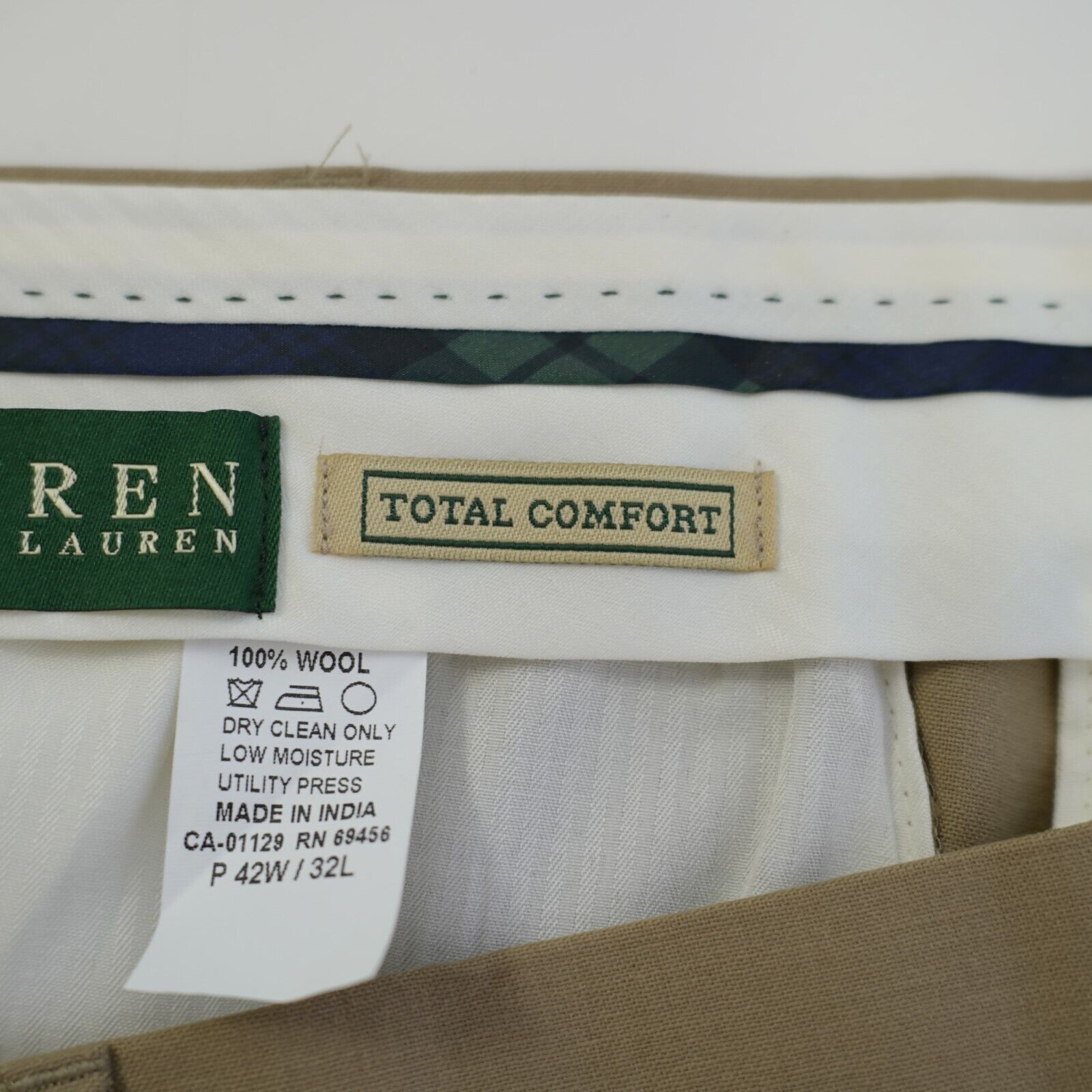 Lauren Ralph Lauren Lauren Ralph Lauren Wool Tan Flat Front Dress Pants 42/32 Hi Size 42R - 7 Thumbnail