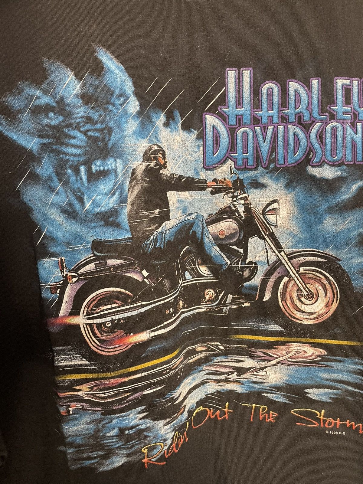 Harley Davidson × Vintage Harley Davidson 1998 vintage storm print T-shirt Size US XXL / EU 58 / 5 - 2 Thumbnail