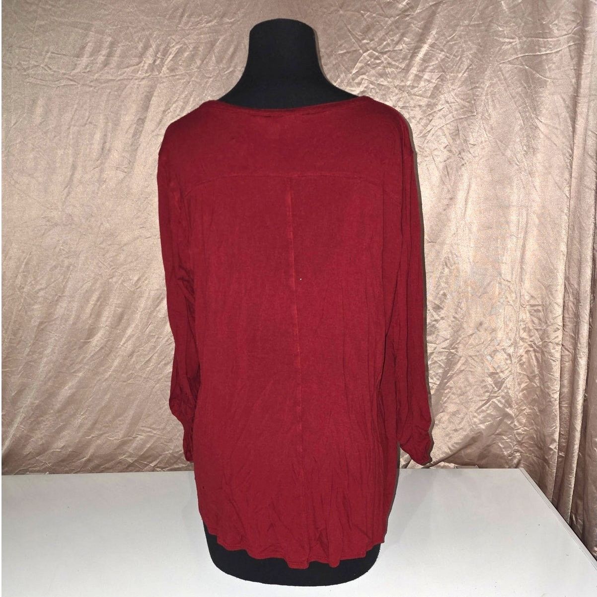 Lucky Brand Lucky Brand Merlot Velvet Bib Henley Long Sleeve Top - 2X Size XXL / US 16-18 / IT 52-54 - 2 Thumbnail