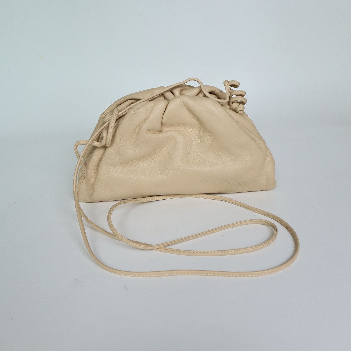 Bottega Veneta The Mini Pouch Leather Shoulder Bag in Beige, Women's