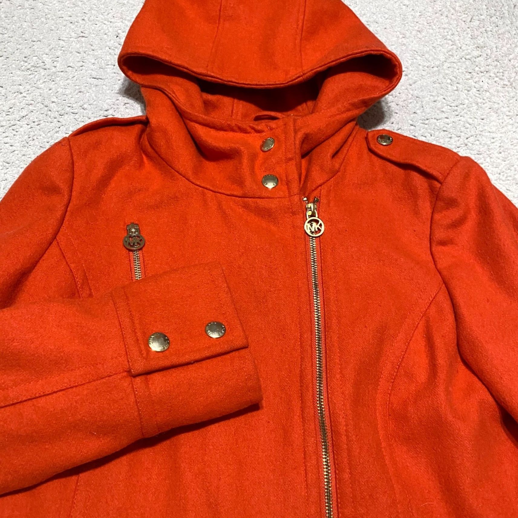 Michael Kors Michael Kors Womens Parka Coat Jacket Orange Wool Blend Full Zip Hooded Size L / US 10 / IT 46 - 5 Thumbnail