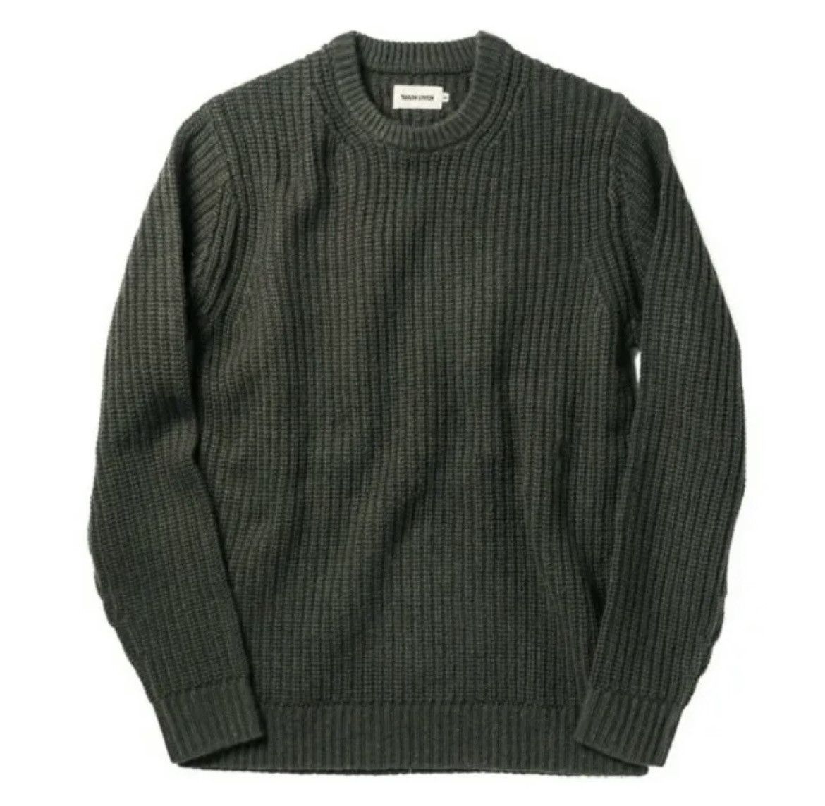 image of Taylor Stitch Wharf Fisherman Shaker Stitch Sweater in Green, Men's (Size XL)