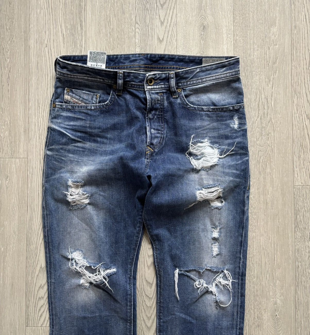 Diesel Denim Regular Slim Tapered Jeans Distressed