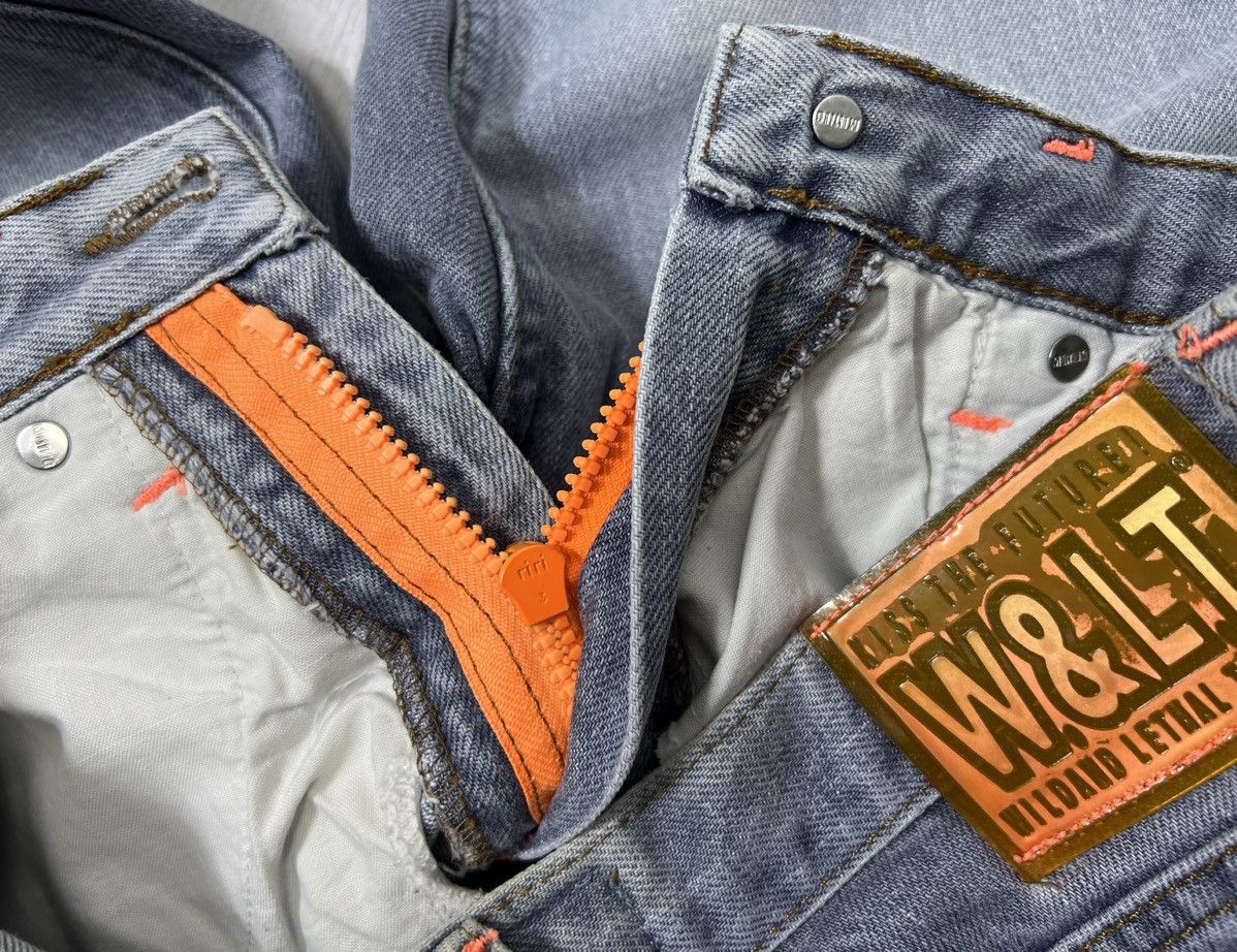 Walter Van Beirendonck W&LT - A/W 1998 - Lightning Bolt Logo Dorky Denim Jeans Size US 26 / EU 42 - 14 Thumbnail