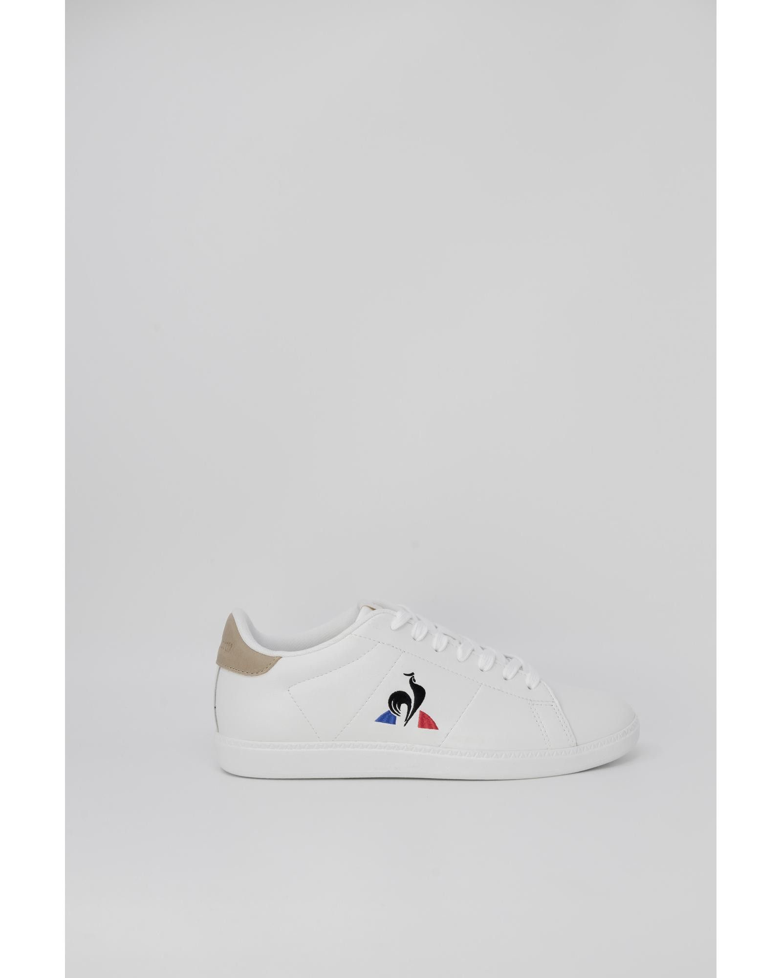 image of Le Coq Sportif Leather Lace-Up Sneakers With Rubber Sole in White, Men's (Size 7)