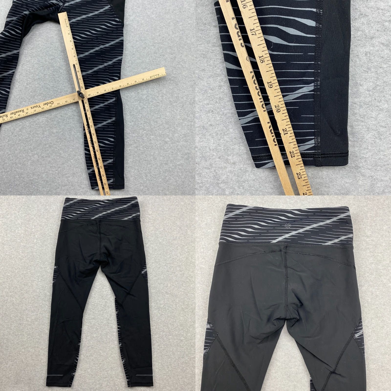 Athleta Athleta Leggings Womens Small S Black Striped Drawstring Compression Stretch Size 28" / US 6 / IT 42 - 8 Thumbnail