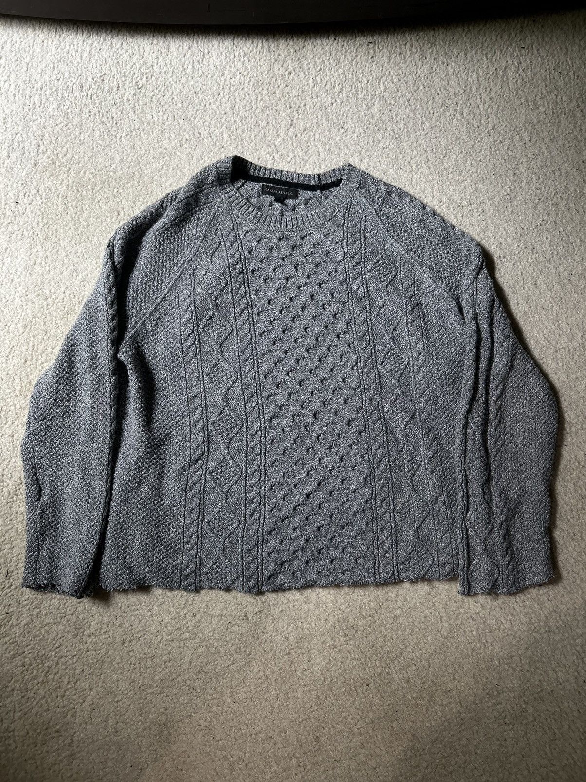Banana Republic × Vintage Banana Rebublic Knit Sweater cropped Gray Size US L / EU 52-54 / 3 - 1 Thumbnail