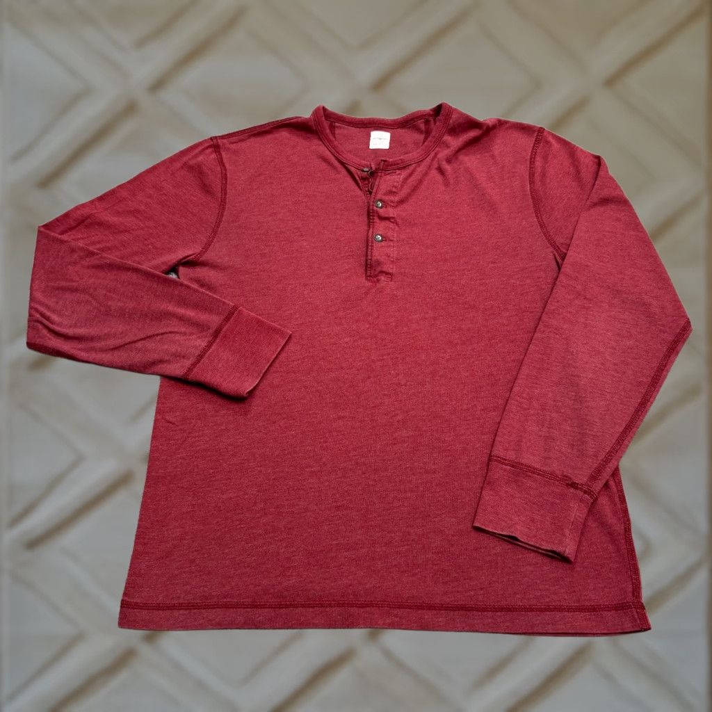 Everlane J.Crew Marled Cotton Henley Shirt Mens Small Red Long Sleeve Stretch Casual Top Size US XL / EU 56 / 4 - 1 Thumbnail