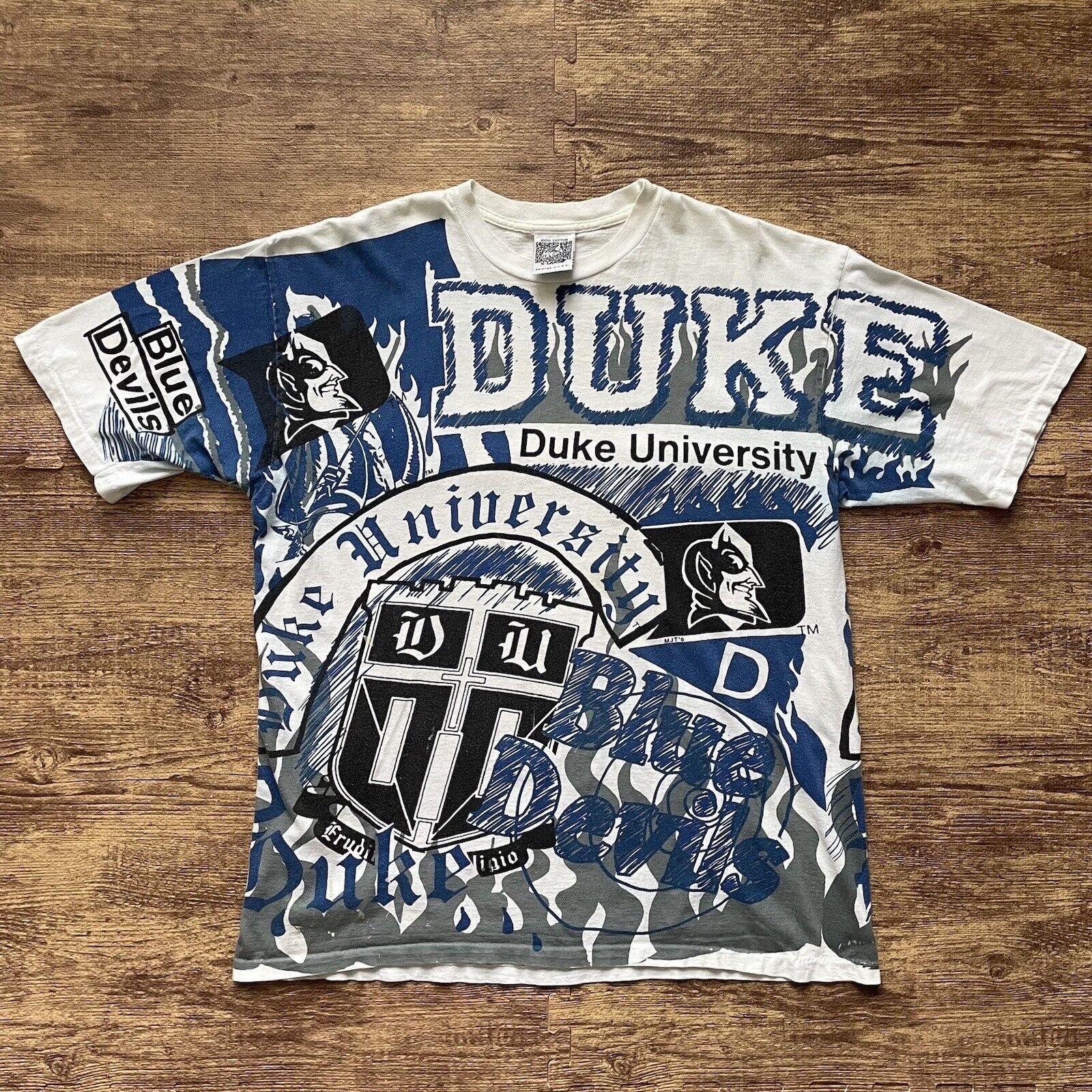 image of Vintage Duke University Magic Johnson T-Shirt X-Large Worn in White, Men's (Size XL)