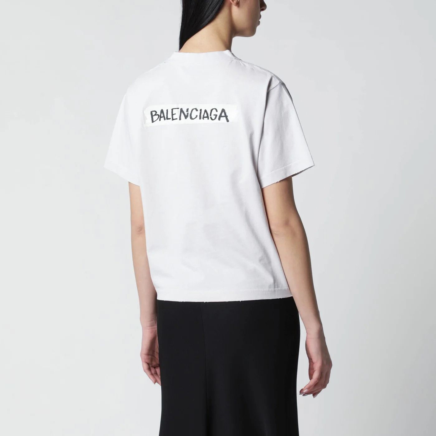 Balenciaga o1d2blof0426 Short Sleeve T-Shirt With Medium Fit in White Size M / US 6-8 / IT 42-44 - 3 Thumbnail