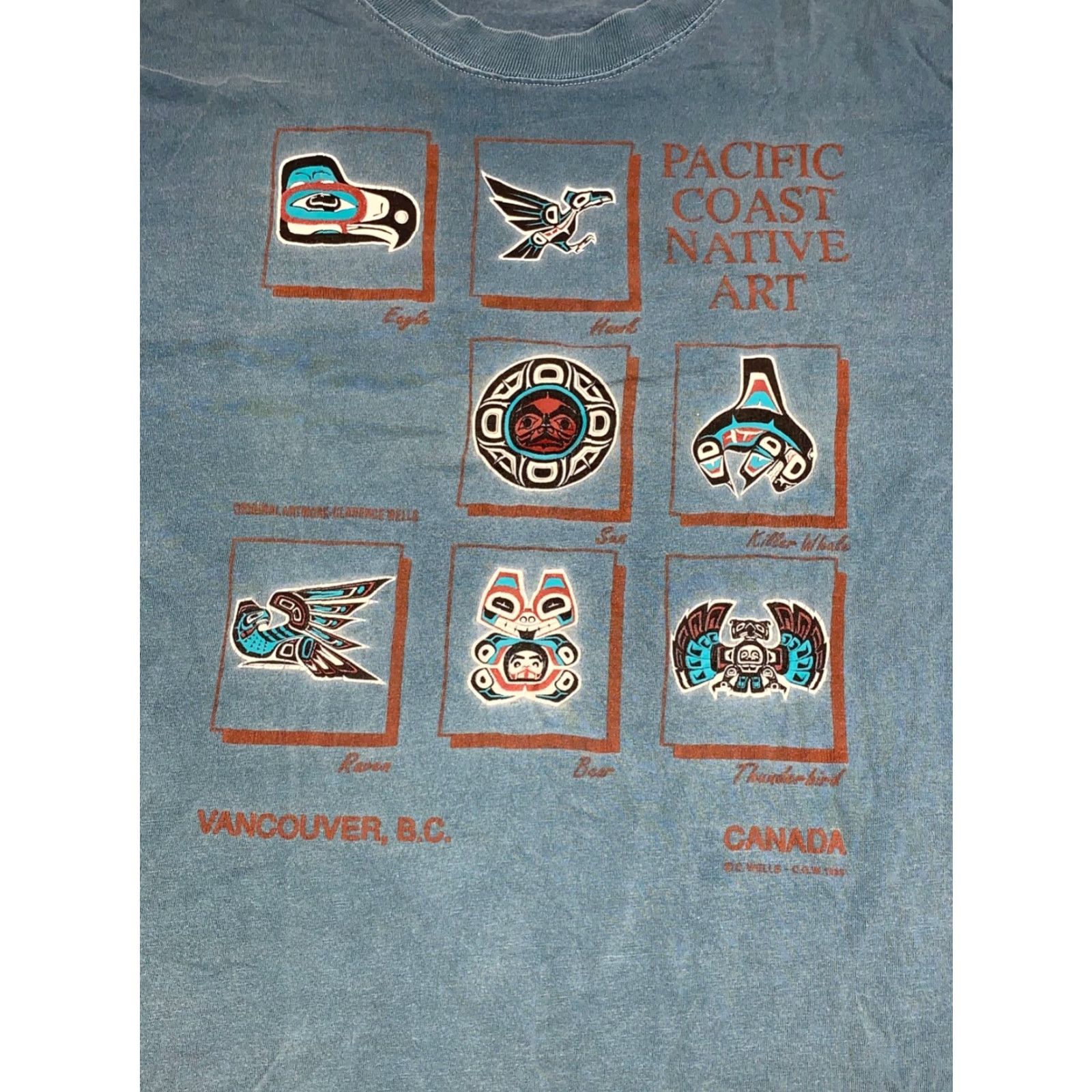 Vintage VINTAGE Vancouver Canada Pacific Coast Native Art Shirt L Blue 90s Mens T-Shirt Waves Size US L / EU 52-54 / 3 - 3 Thumbnail
