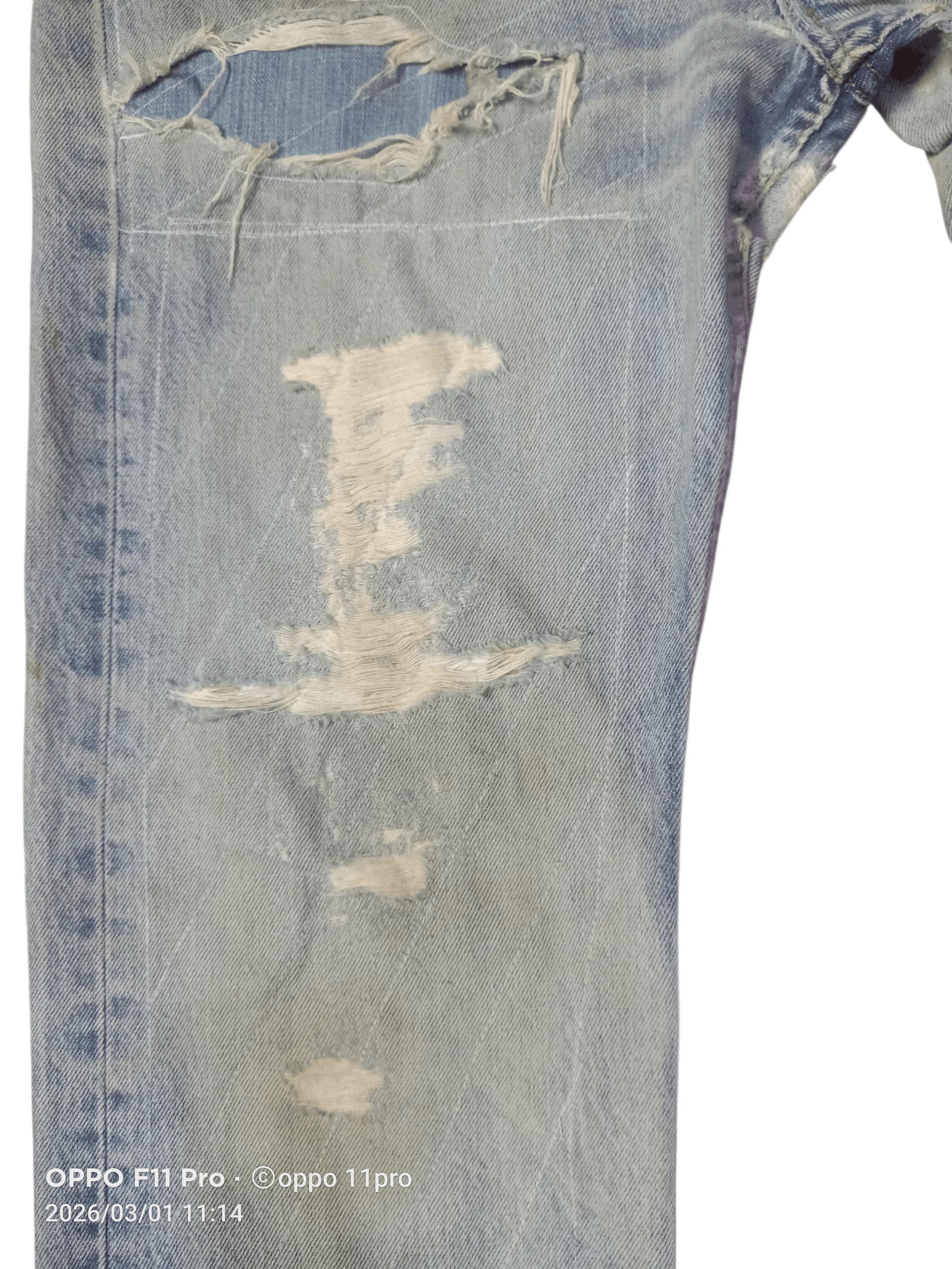 Levi's Vintage Clothing 💥 Vintage Levis 501( R ) Distressdenim PatchWork 💥 Size US 35 - 9 Thumbnail