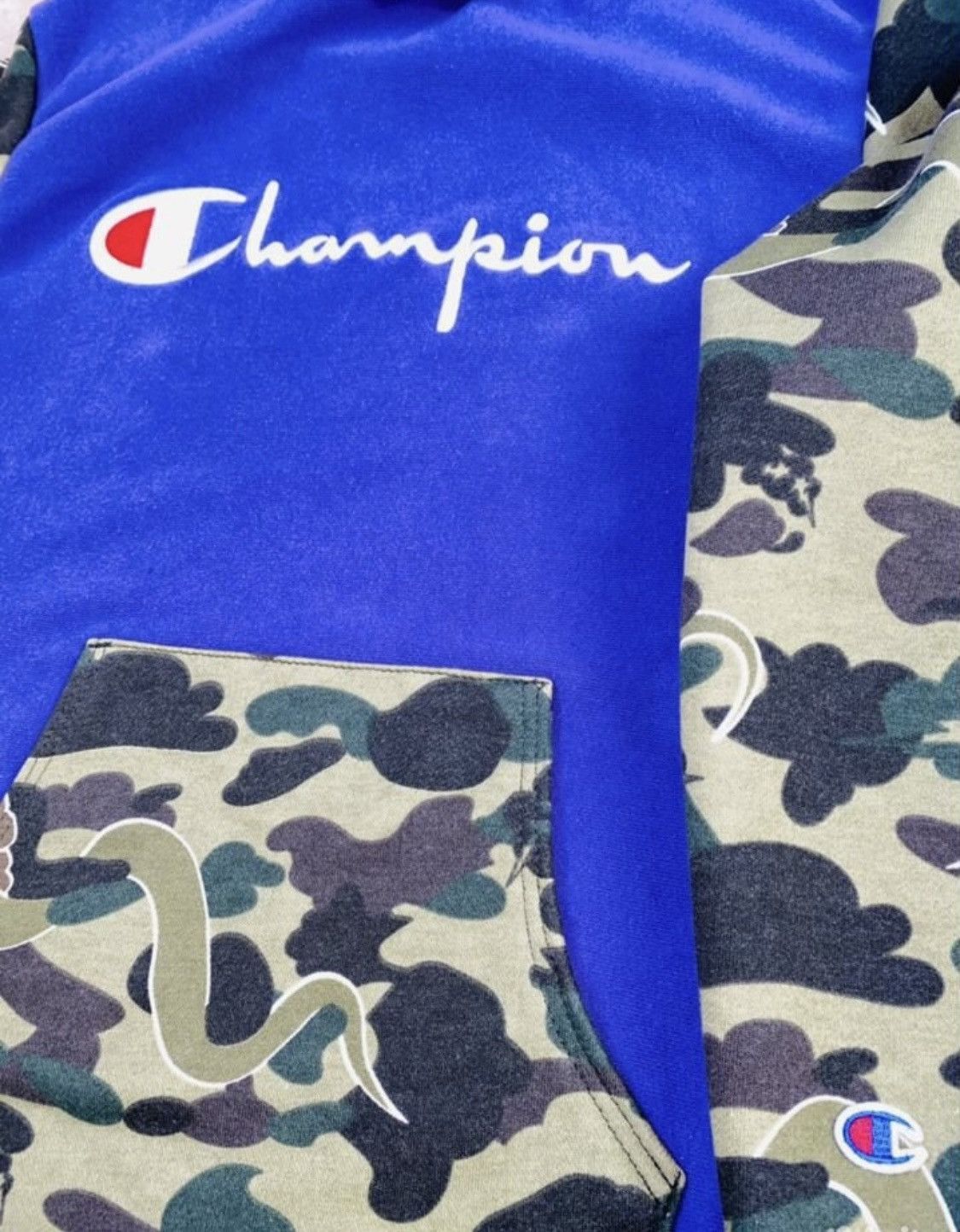 Bape × Champion × Kaws Camo Multi Custom Hoodie Nigo Undefeated Size US L / EU 52-54 / 3 - 2 Thumbnail