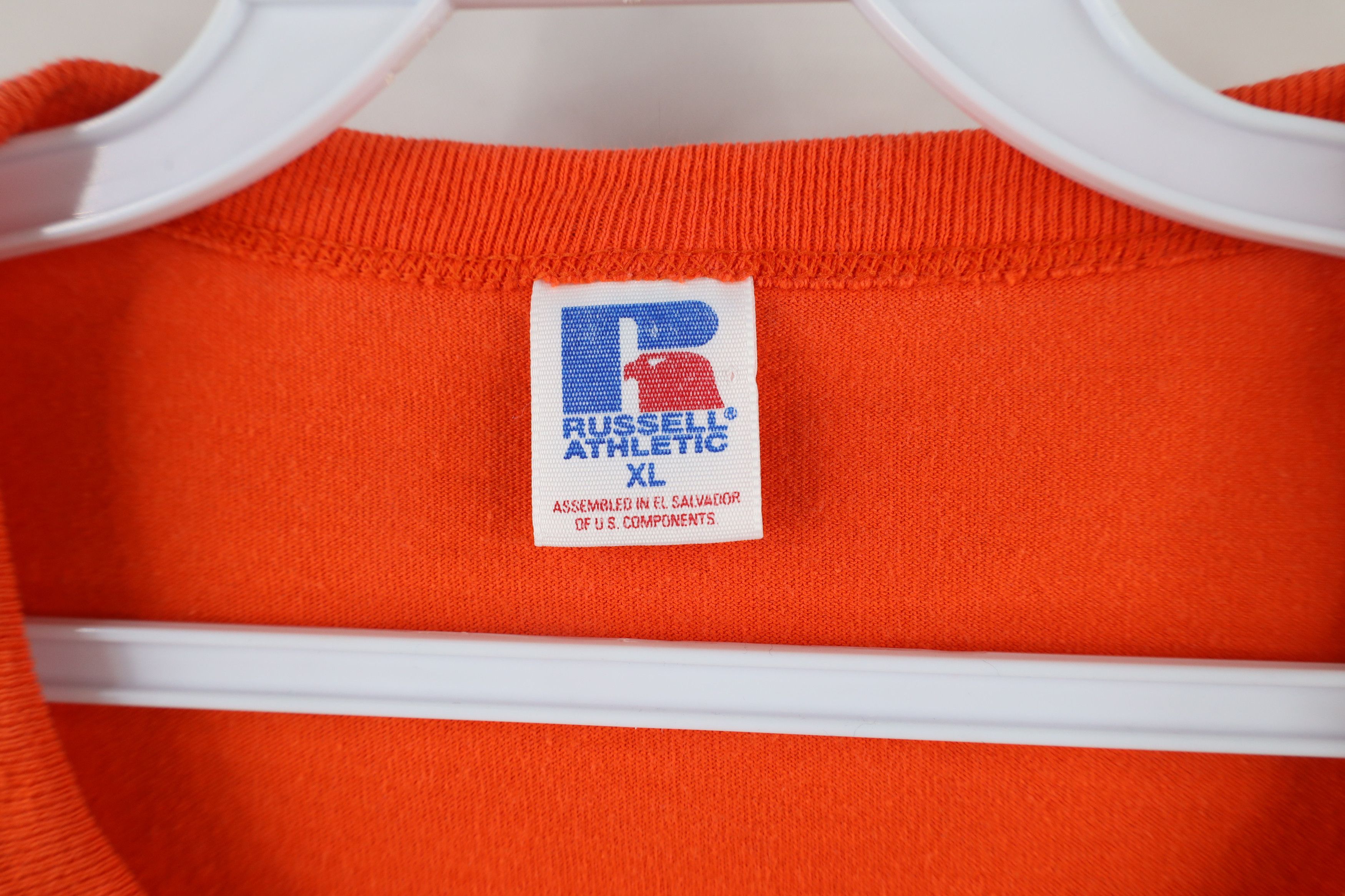 Russell Athletic × Vintage Vintage 90s Russell Athletic Blank Cotton T-Shirt Orange Size US XL / EU 56 / 4 - 6 Thumbnail