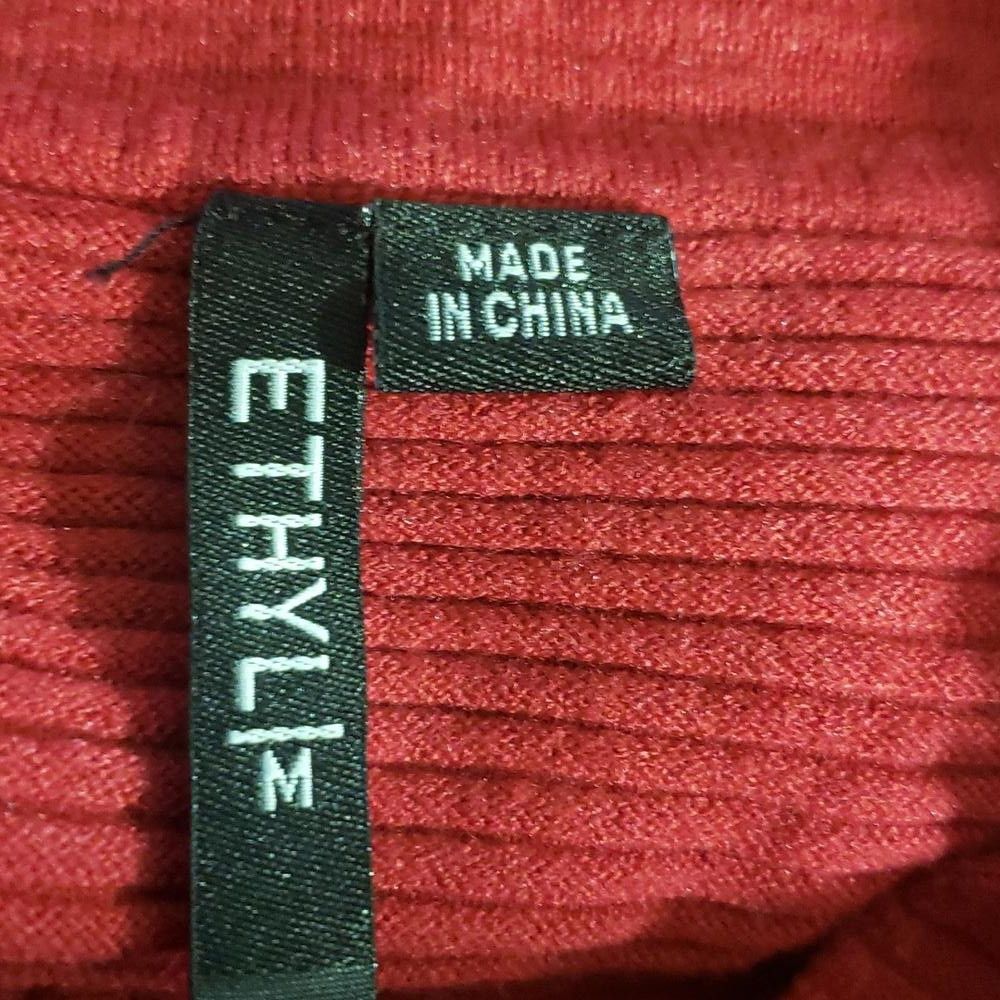 Designer CT1979 Ethyl Red Ribbed V-neck Long Sleeve Sweater M Size M / US 6-8 / IT 42-44 - 7 Thumbnail