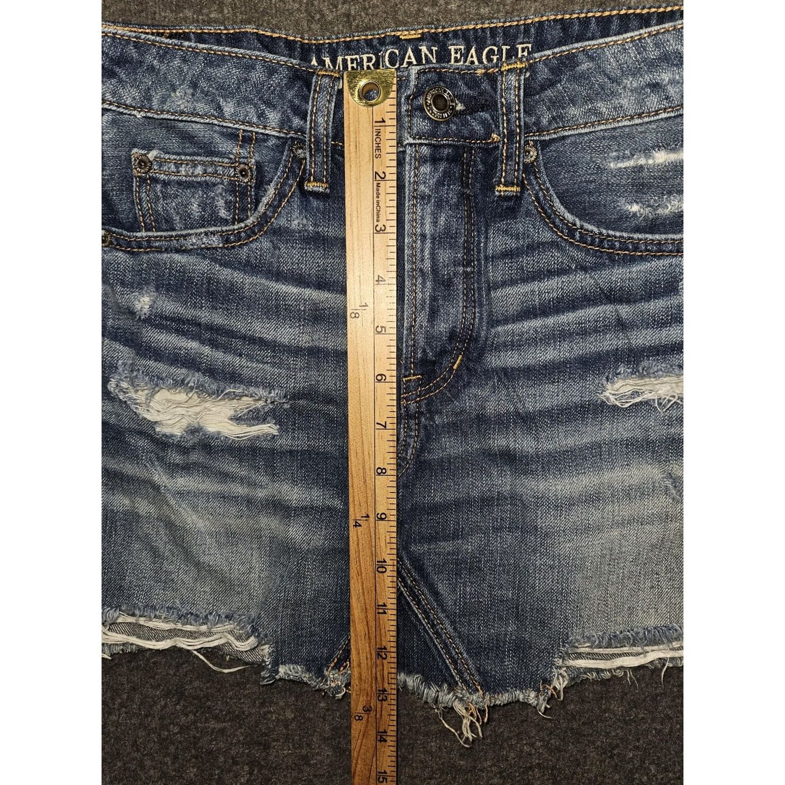 American Eagle Outfitters American Eagle Skirt Womens 2 Denim Hi-Rise Festival Mini Distressed Raw Hem Size 26" / US 2 / IT 38 - 5 Thumbnail