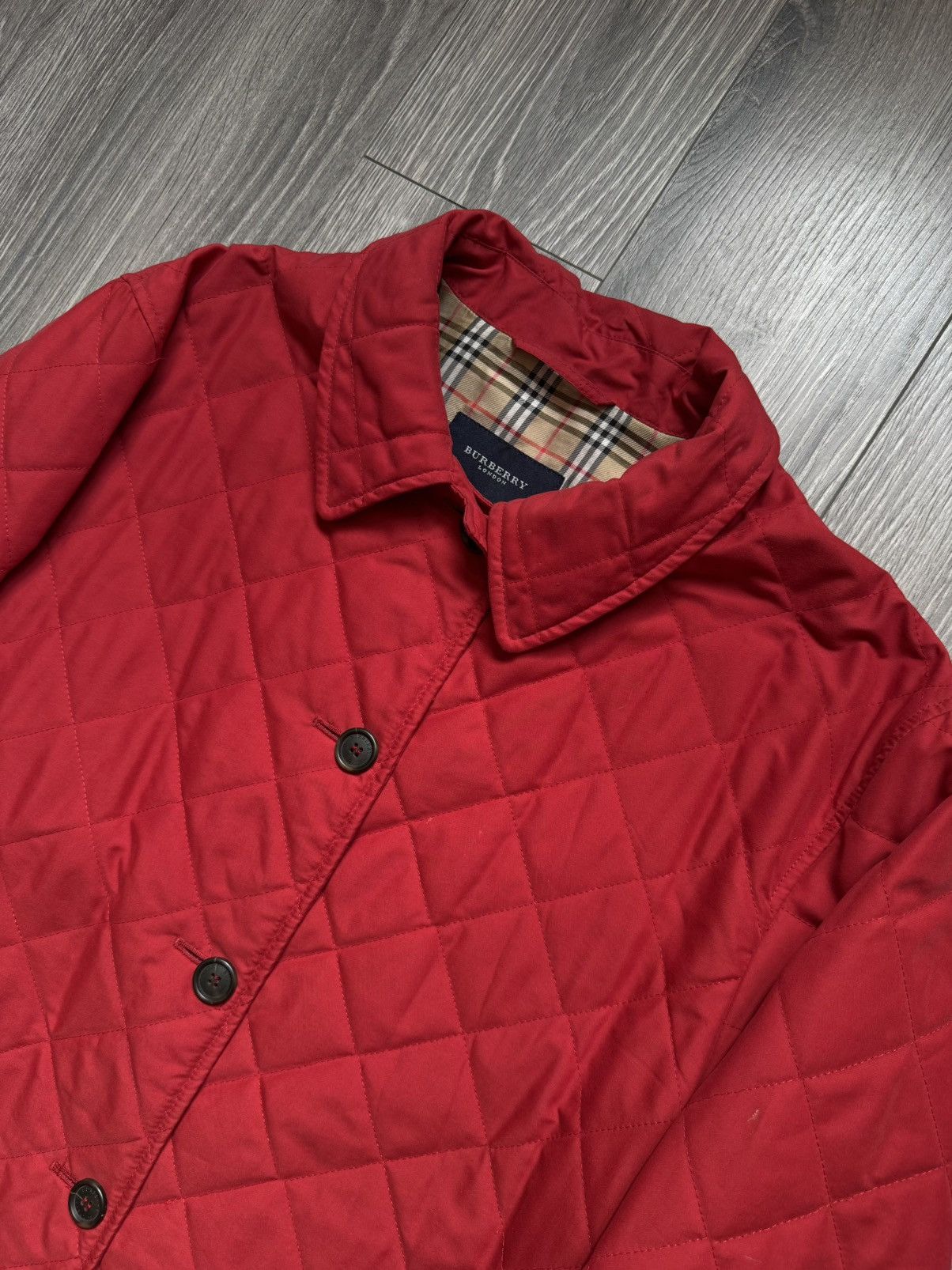 Burberry Burberry Coral Red Checkered Quilted Jacket 44 Size M / US 6-8 / IT 42-44 - 3 Thumbnail