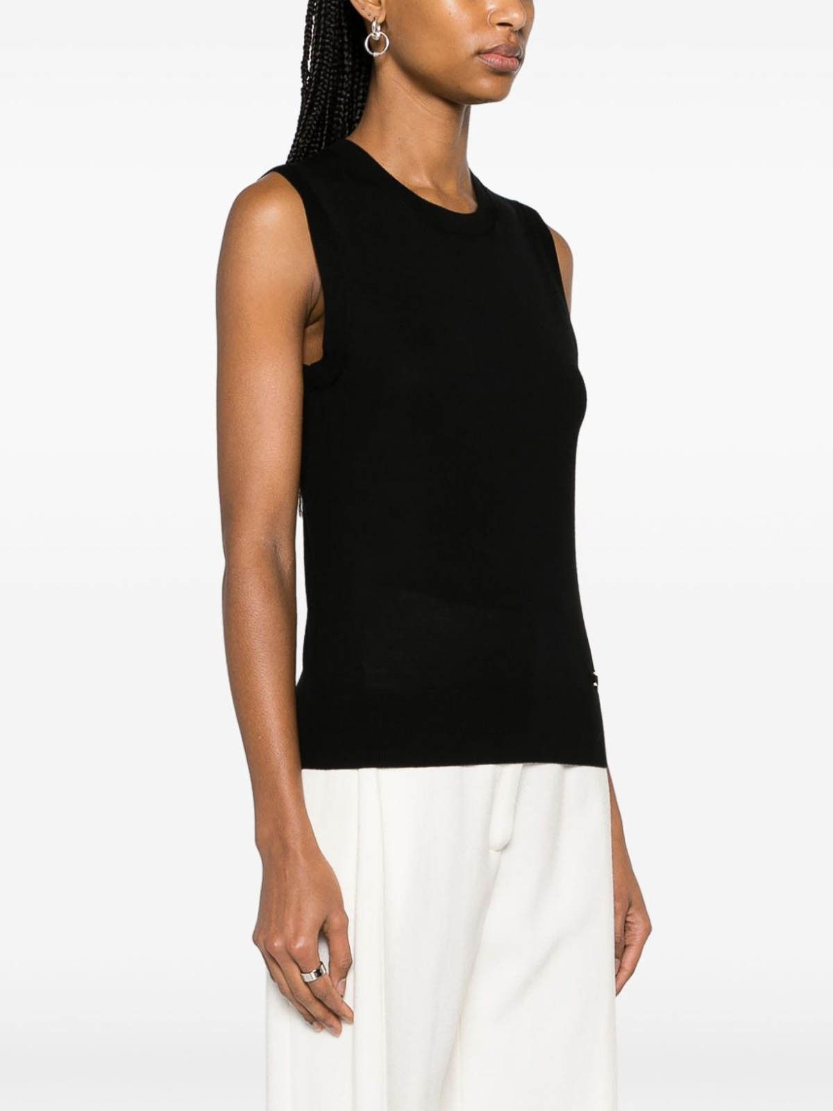 Chloe o1loc1c10425 Sleeveless Wool Top in Black Size XL / US 12-14 / IT 48-50 - 4 Thumbnail