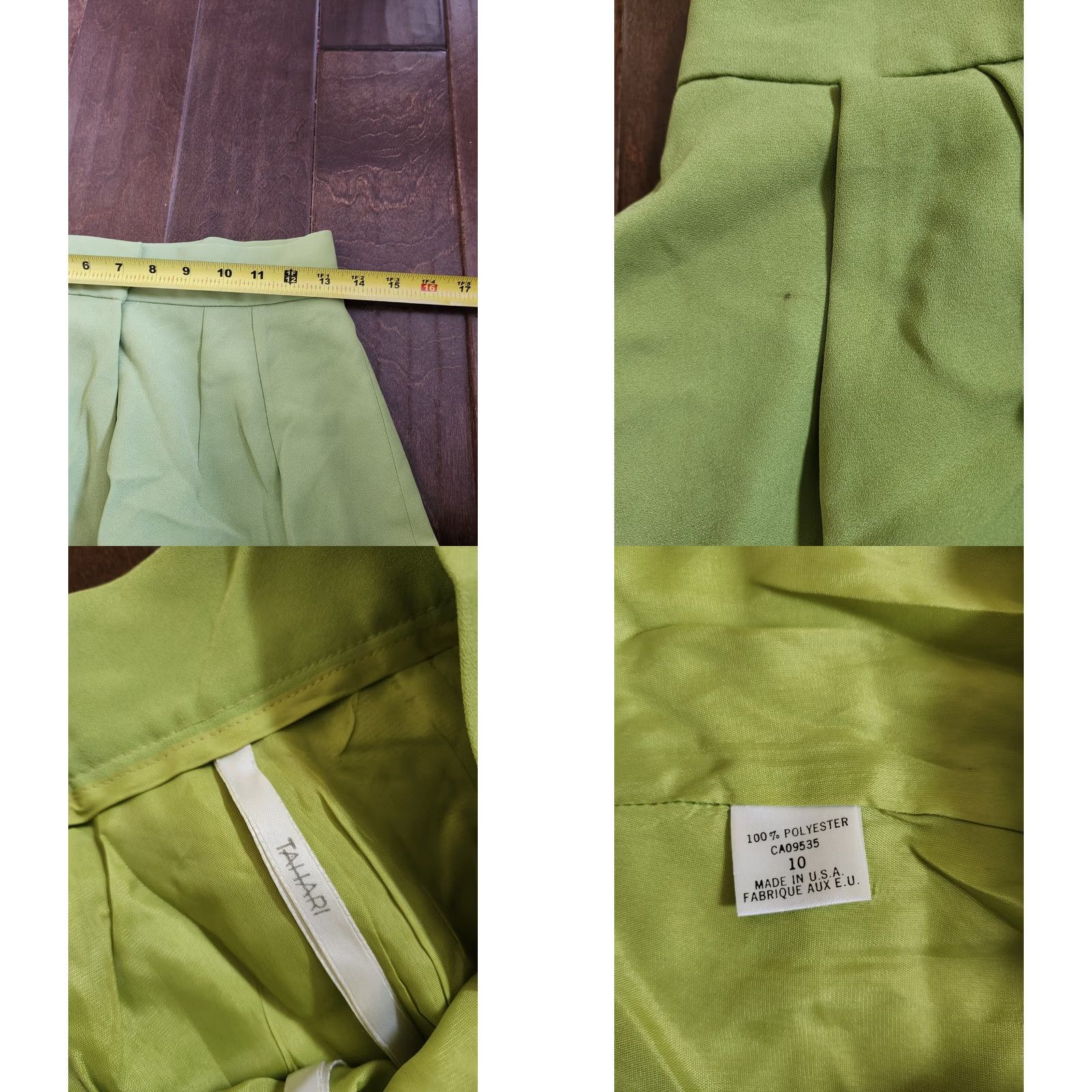 Vintage Tahari Women's Green Slit Pencil Skirt - Size 10 Size 32" / US 10 / IT 46 - 8 Thumbnail