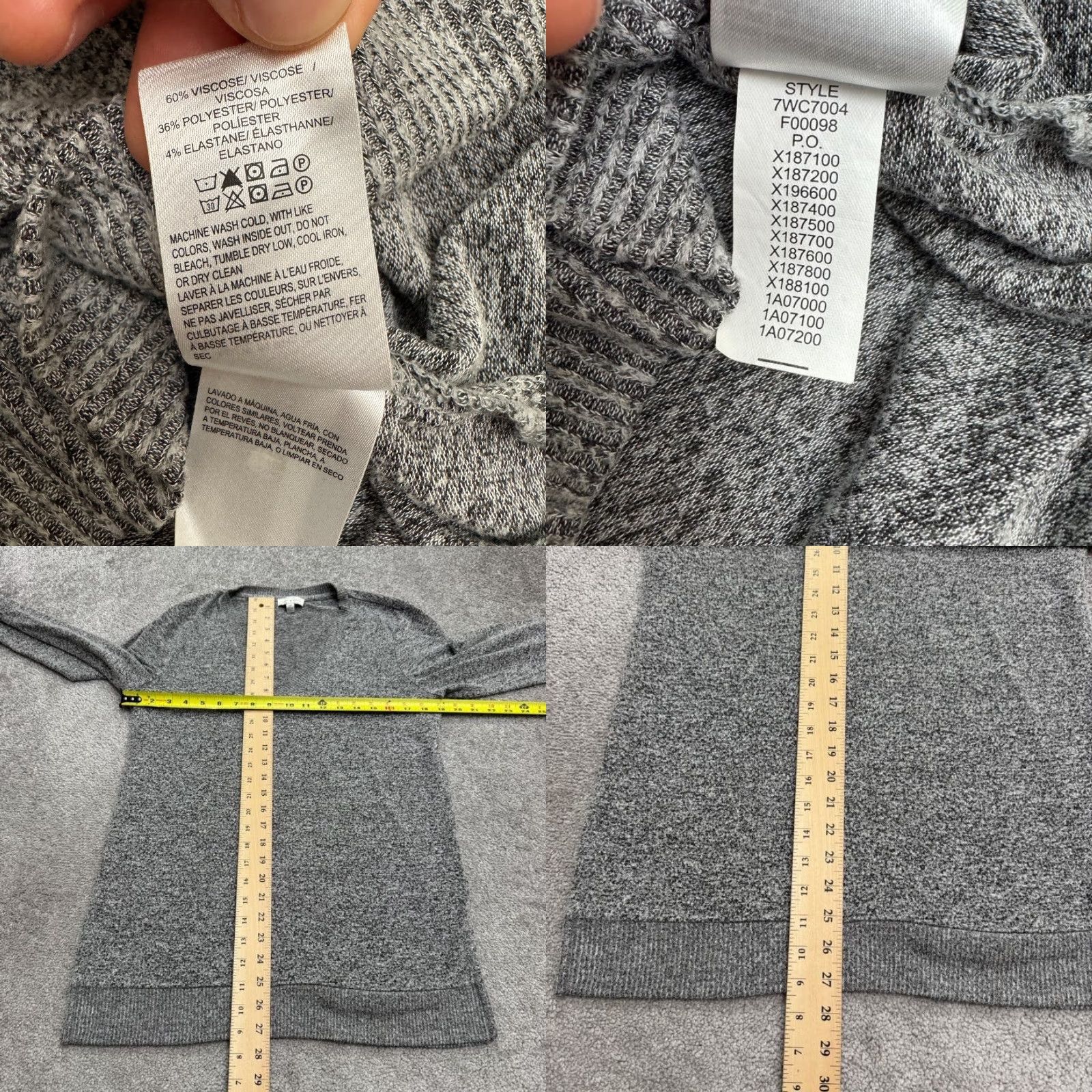 Lucky Brand Lucky Brand Tunic V-Neck Pullover Sweater Womens Small Petite Heather Gray Knit Size S / US 4 / IT 40 - 8 Thumbnail