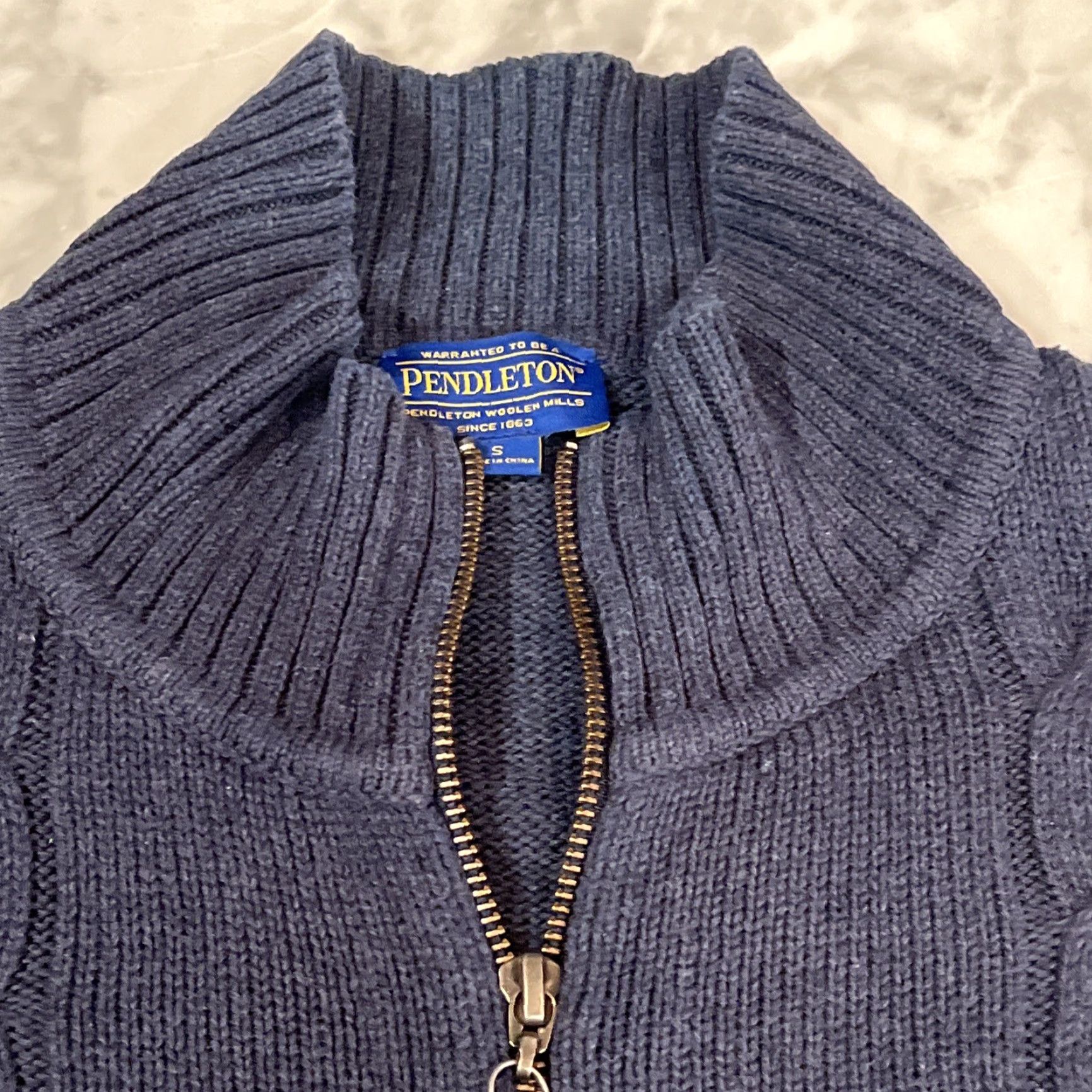 Pendleton Pendleton Sweater Vest Women’s Small Blue Mock Neck Full Zip Cable Knit Vest Size S / US 4 / IT 40 - 2 Thumbnail