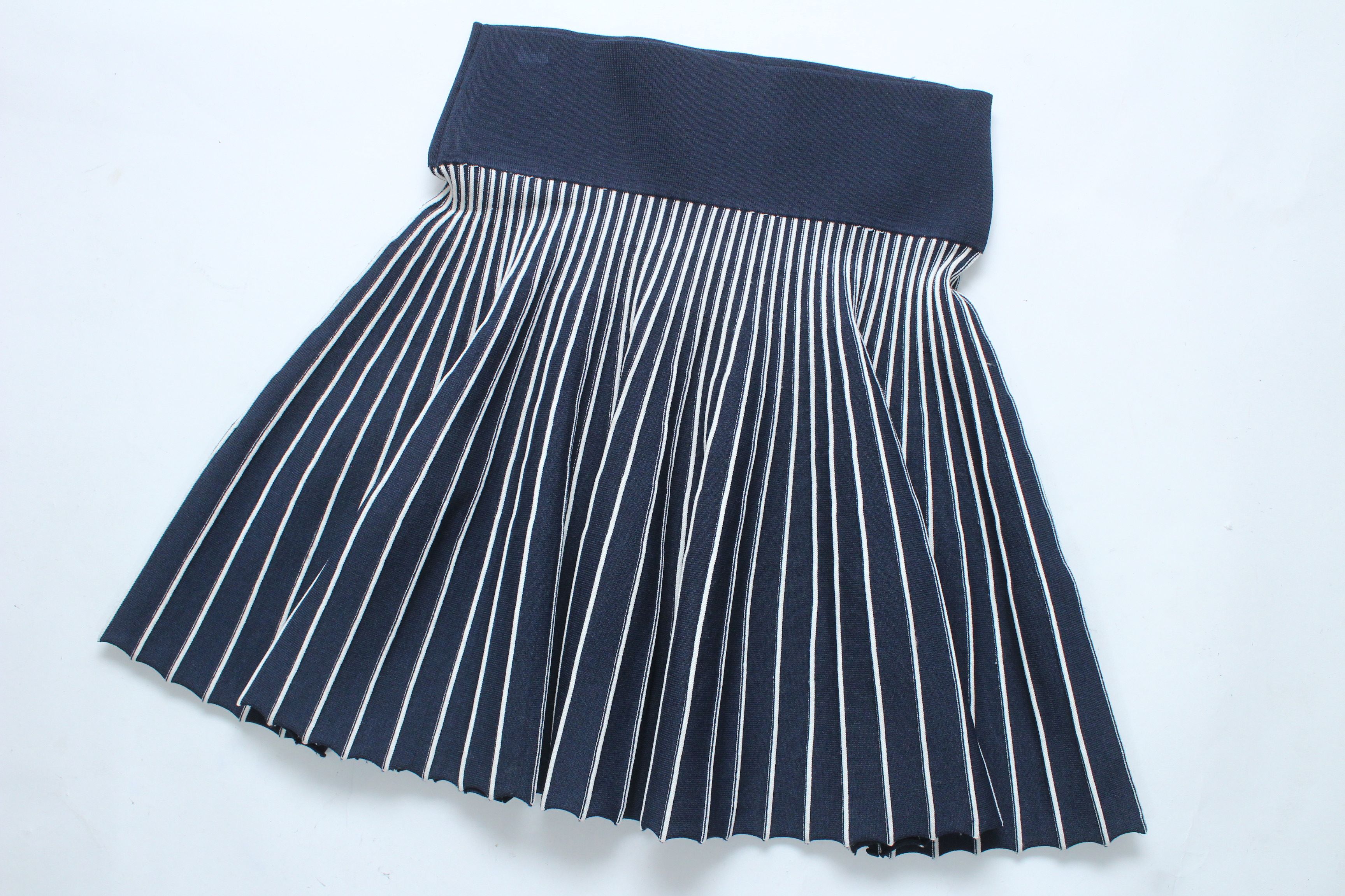 Opening Ceremony Opening Ceremony Striped Knit Pleated Mini Skirt Navy Size 34" / US 12 / IT 48 - 5 Thumbnail