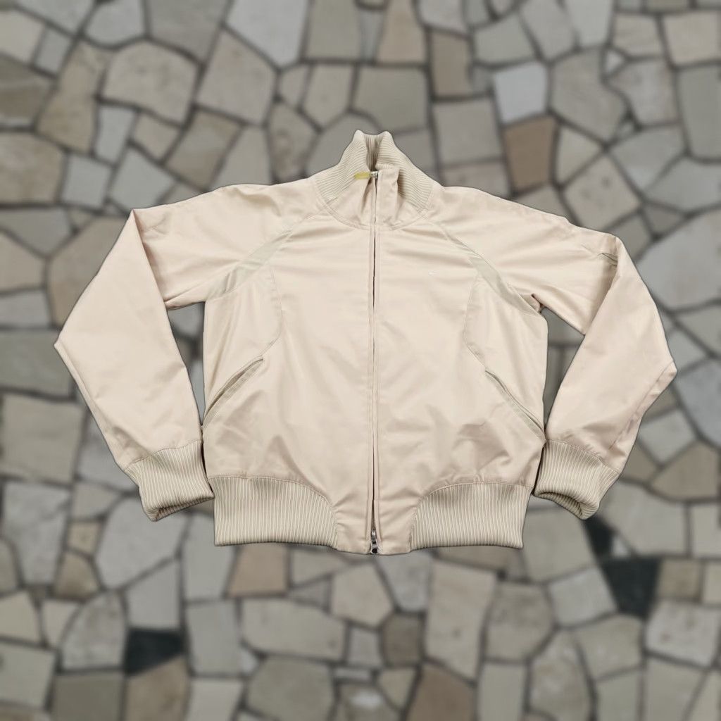 Nike VINTAGE Nike Jacket Womens Medium Beige Track Coat Full Zip Up Swoosh Y2K Jacket Women Beige Track Zip Full Zip Swoosh Y2K Vintage Nike Coat Size M / US 6-8 / IT 42-44 - 1 Thumbnail
