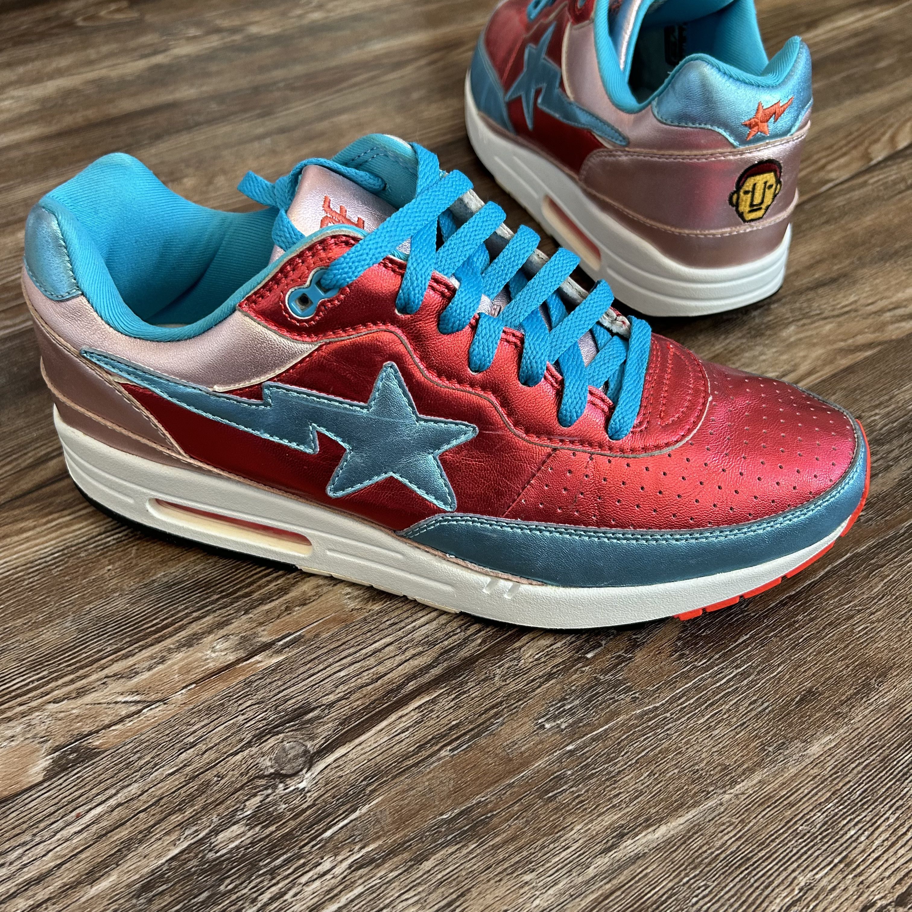 image of 2006 Pharrell X Bape Roadsta - Air Max 1 Swap Shoes in Red, Men's (Size 12)