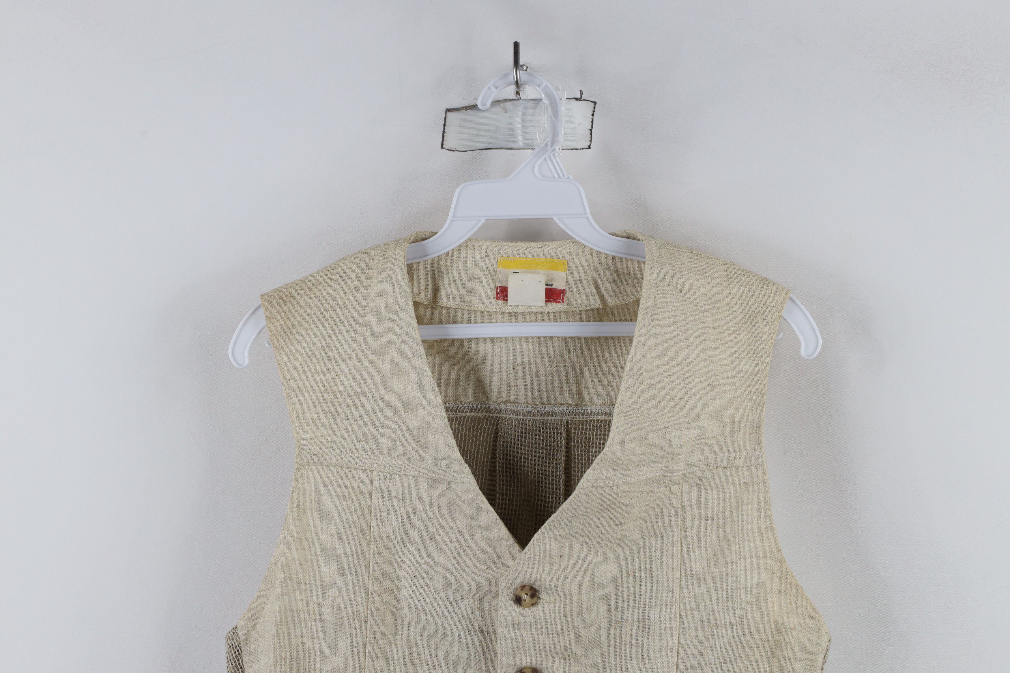 Vintage Vintage 70s Streetwear Burlap Linen Buckle Back Vest USA Size US M / EU 48-50 / 2 - 2 Thumbnail