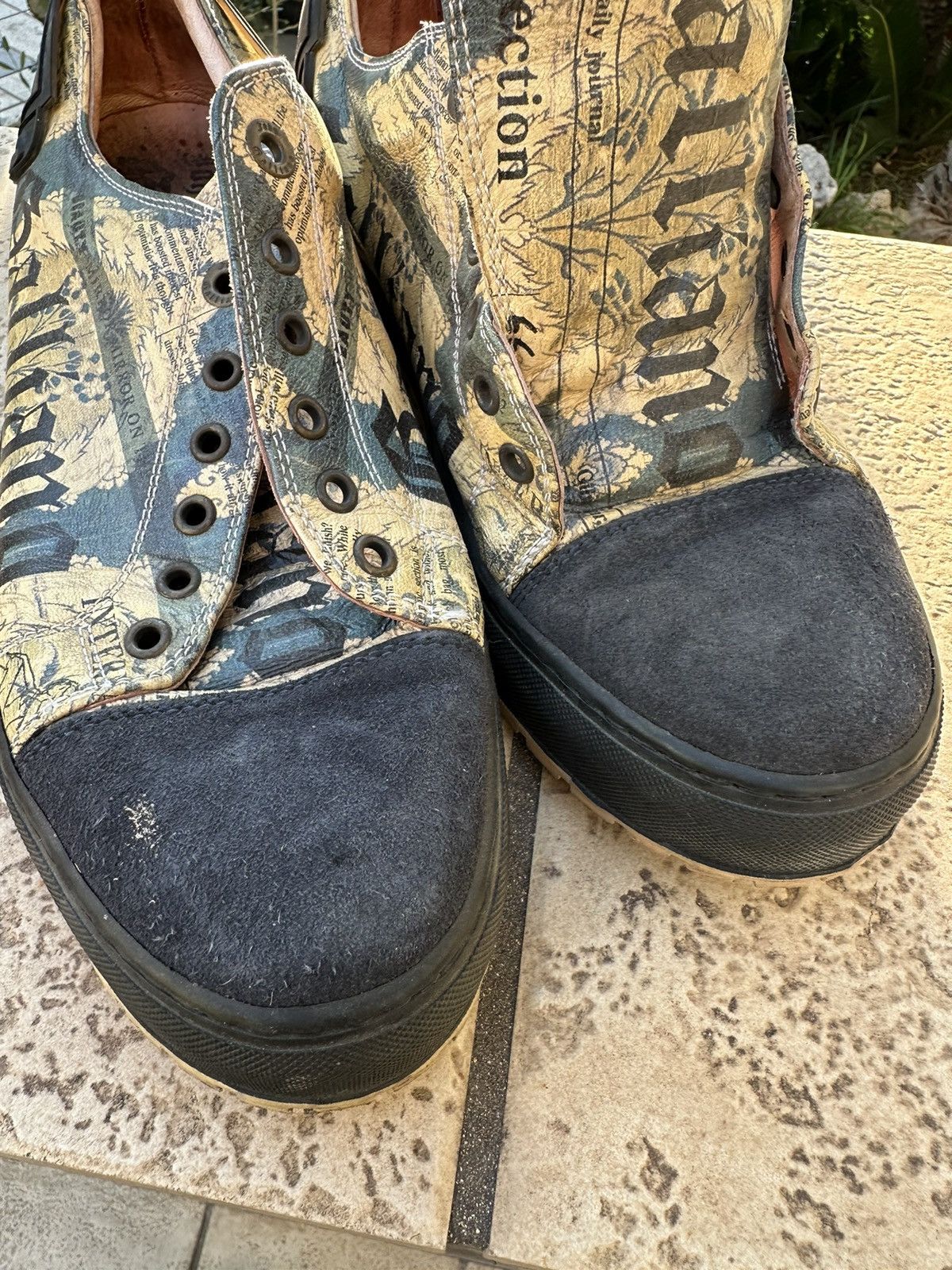 John Galliano Shoes Sneakers Newspaper Print 42 size