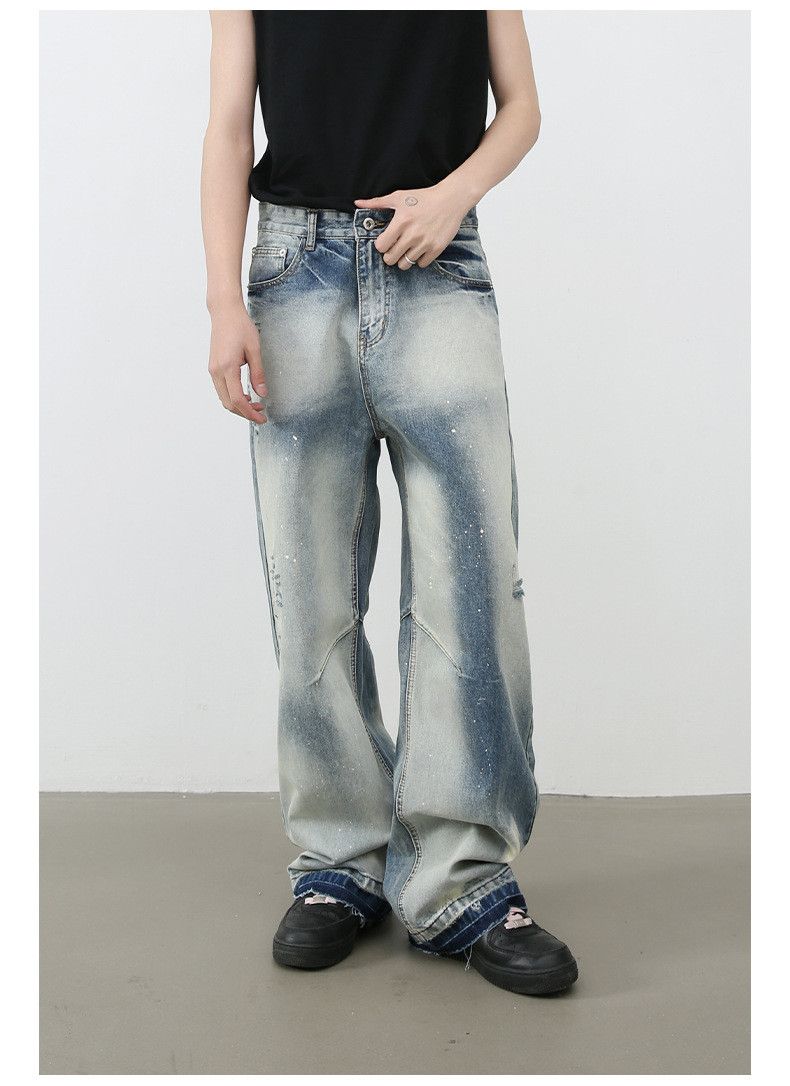 Japanese Brand × Jean American street loose gradient distressed raw edge jeans Size US 32 / EU 48 - 2 Thumbnail