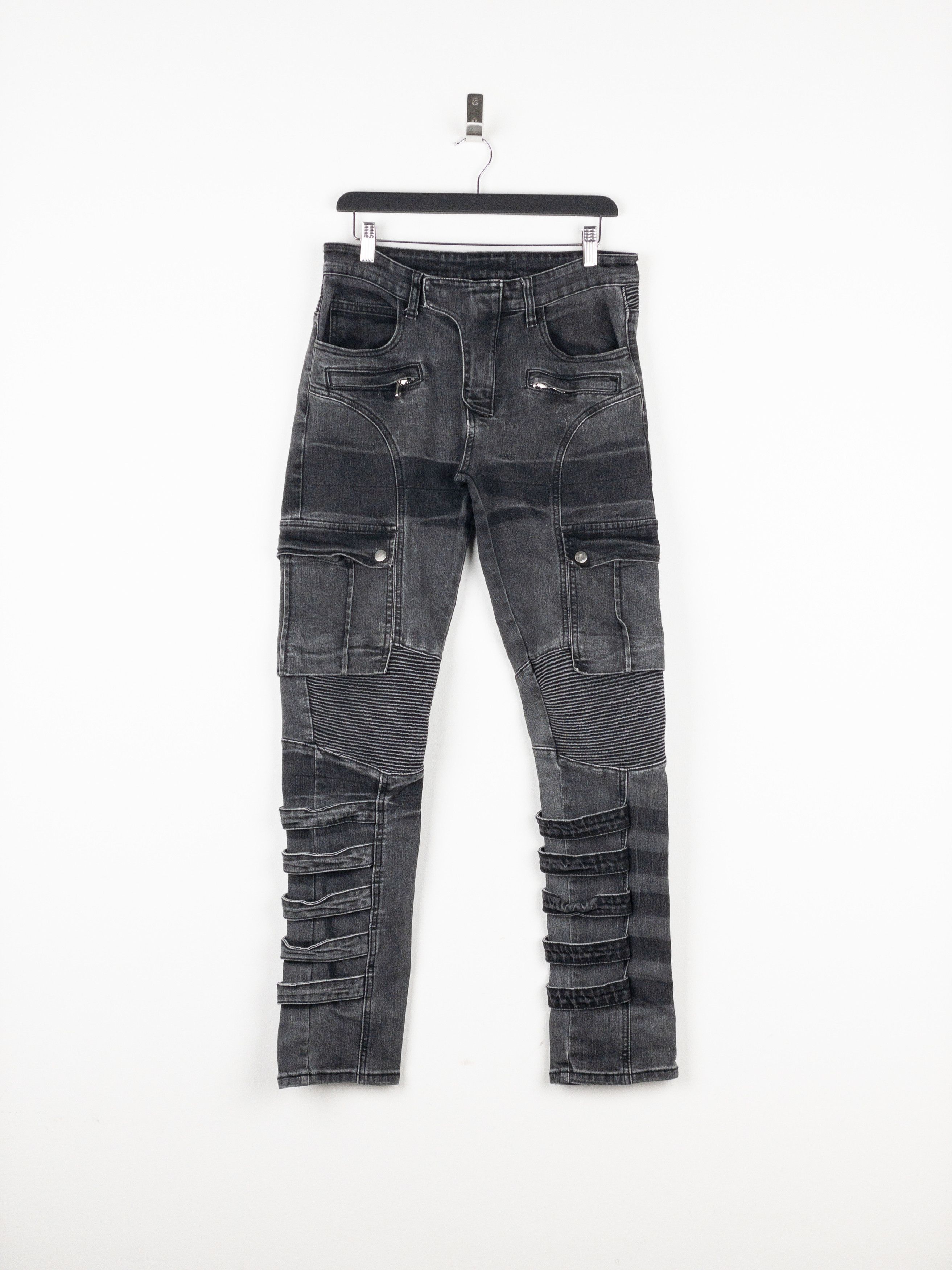 Balmain Balmain Bondage-Strap Biker Cargo Denim Jeans Size US 31 - 1 Thumbnail