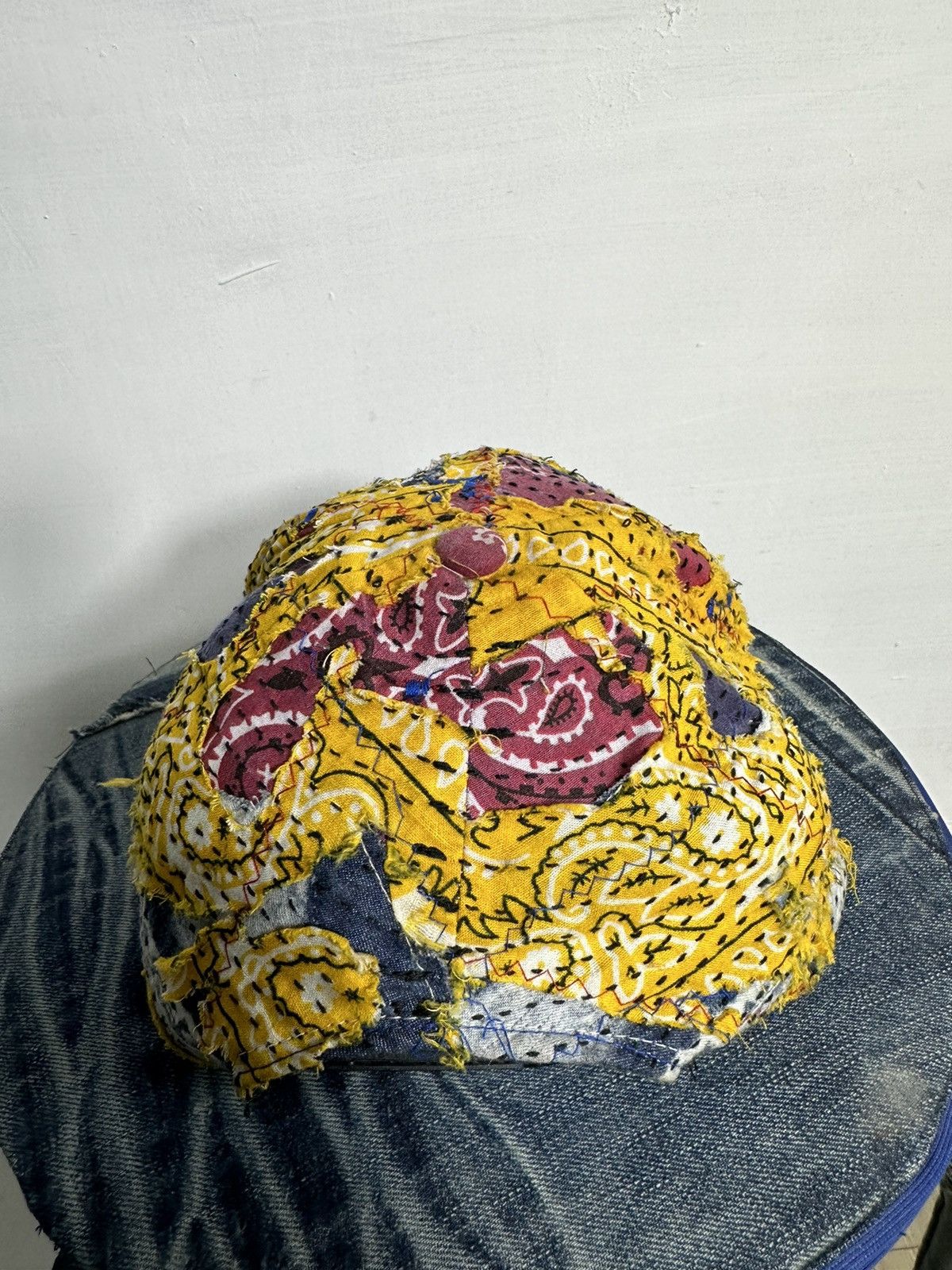 Art Comes First Custom Made Distressed Paisley Patchwork Boro hats Size ONE SIZE - 5 Thumbnail