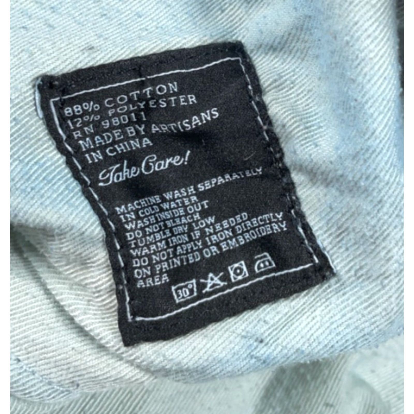 Vintage VINTAGE AKOO Patchwork Distressed Jeans Men's 35 x 32 Blue Tapered Jeans Men Regular 90s Hip Hop Retro Size US 35 - 4 Thumbnail