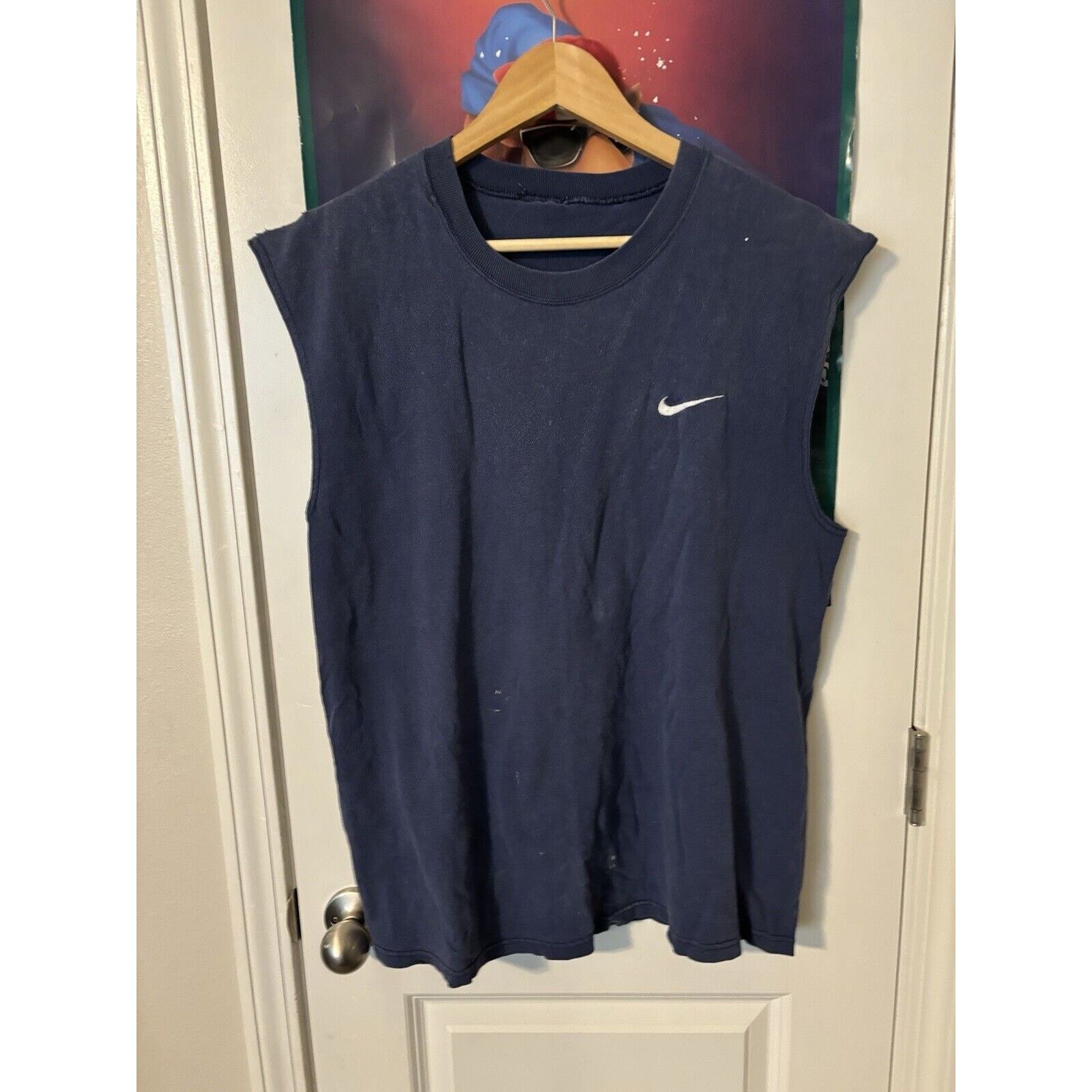 Nike Vintage y2k faded sleeveless blue nike plain check shirt Size US L / EU 52-54 / 3 - 1 Thumbnail
