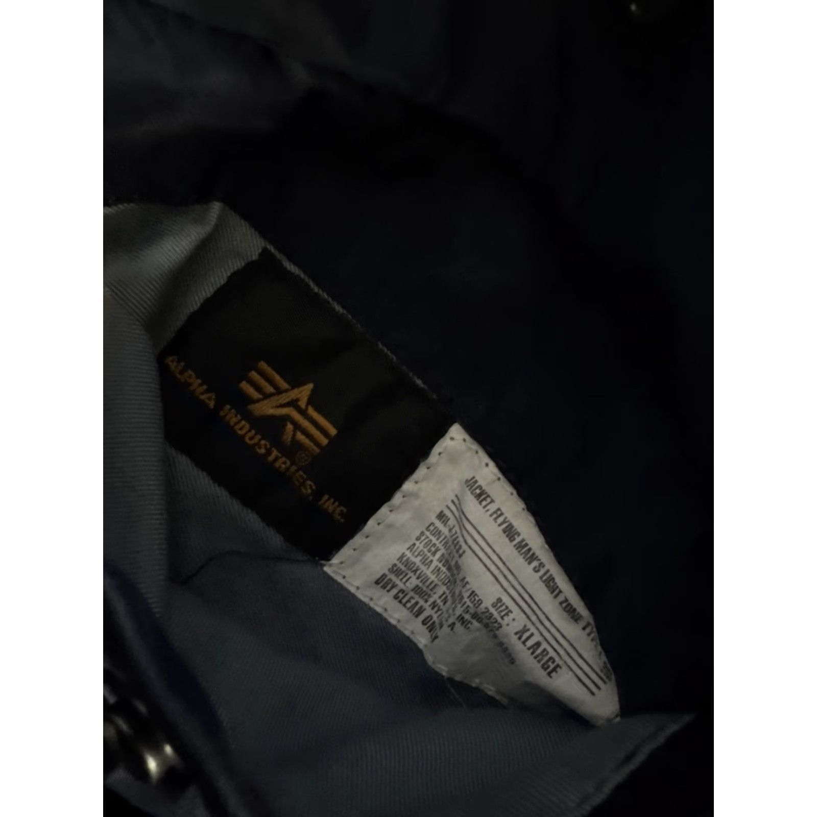 Vintage VINTAGE Alpha Industries MA-1 Bomber Navy Blue 501 X-47B Demonstration Worn Mens Sz XL Jacket Mens XL Navy Blue Bomber Jacket Size US XL / EU 56 / 4 - 3 Thumbnail