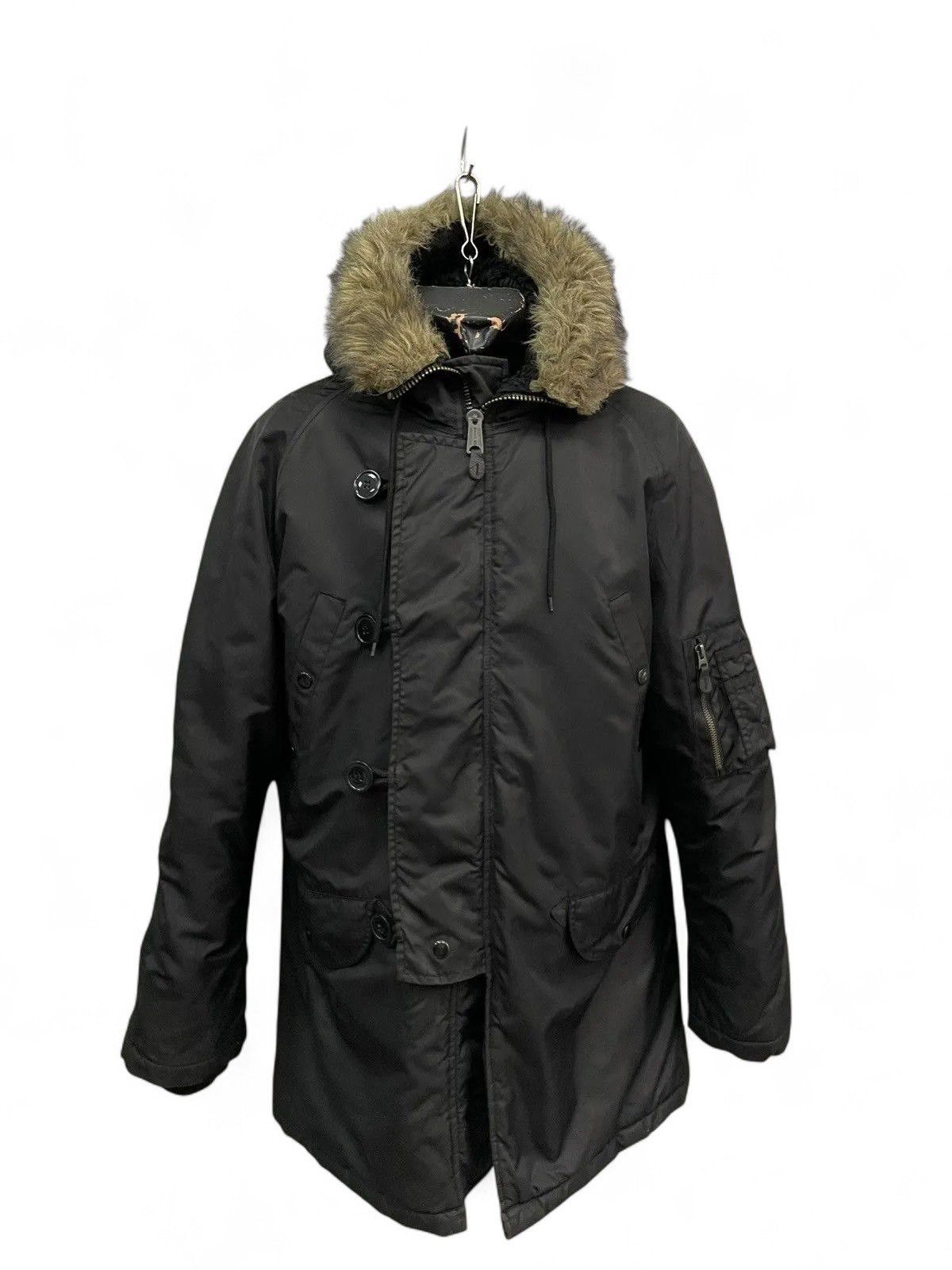 Alpha Industries Vintage Black Parka Jacket Faux Fur Hood Military Size US S / EU 44-46 / 1 - 1 Thumbnail