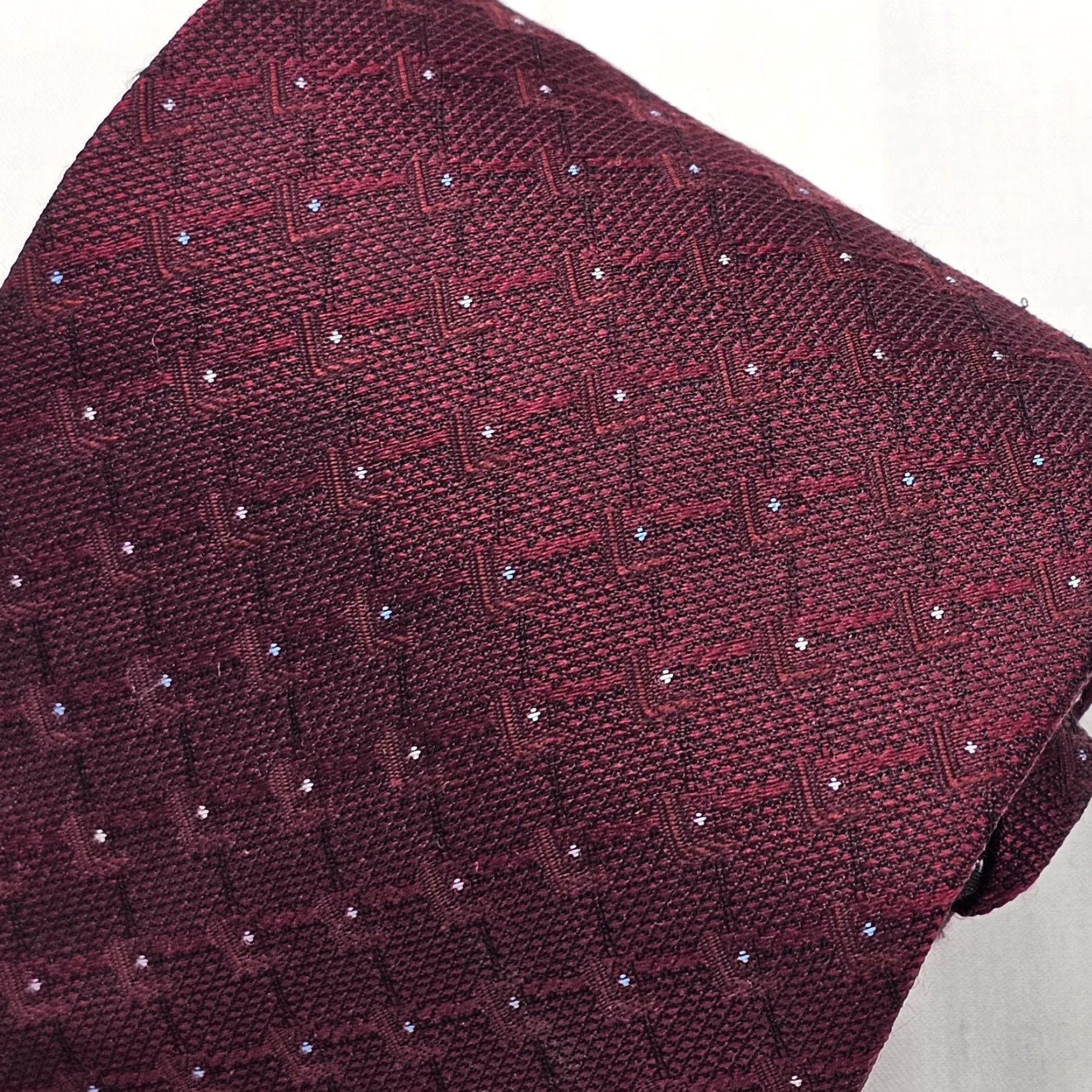 Vintage VINTAGE Daniel de Fasson Necktie Men’s Burgundy Silk Tie Polka Dots Hand Made 58.25" X 3.75" Adult Red Designer Tie Mens Size ONE SIZE - 2 Thumbnail