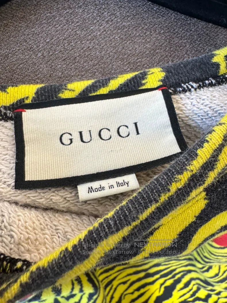 Gucci Gucci Yellow leopard red logo letter sweatshirt Size S / US 4 / IT 40 - 3 Thumbnail